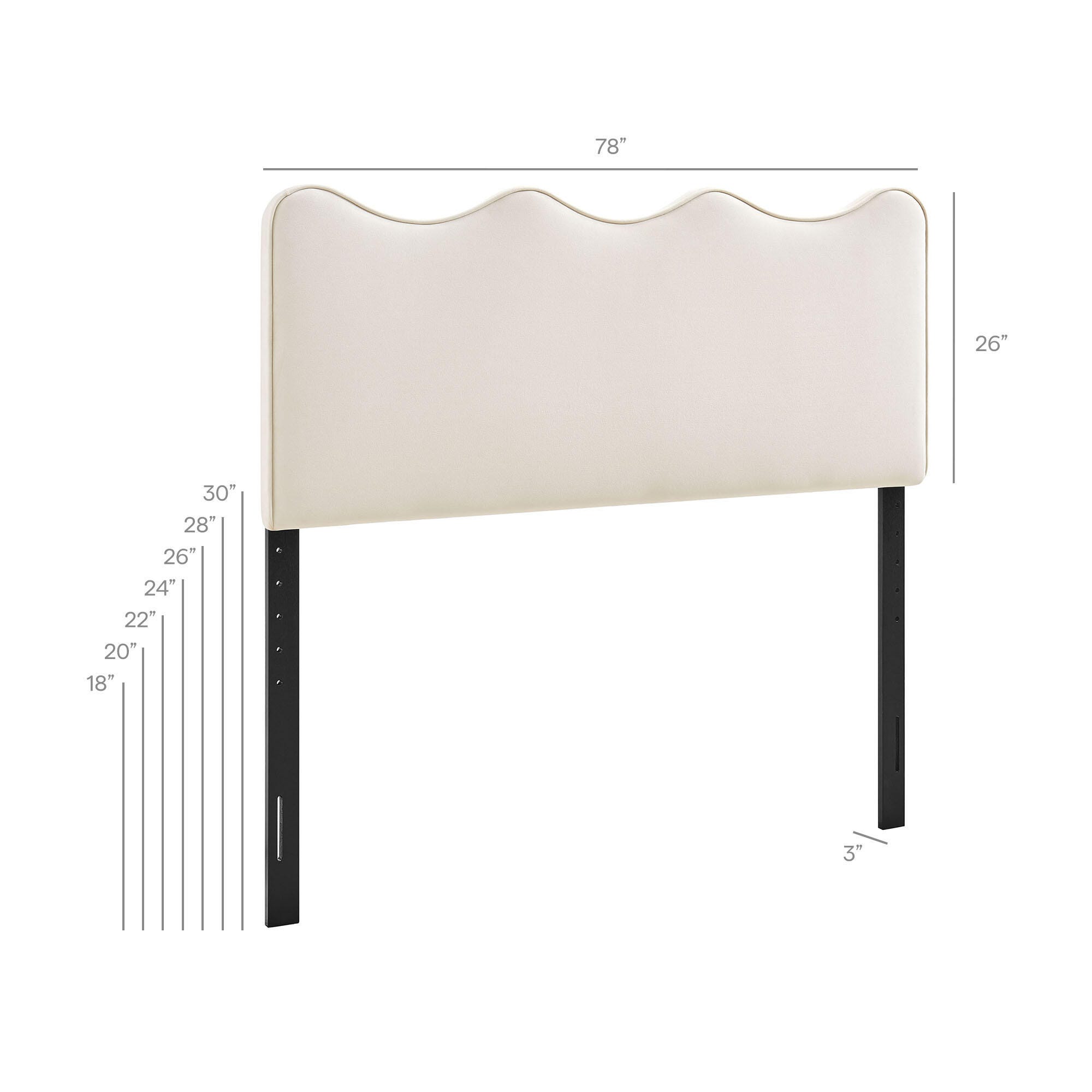 Modway Athena Scalloped King Headboard, Alabaster, large