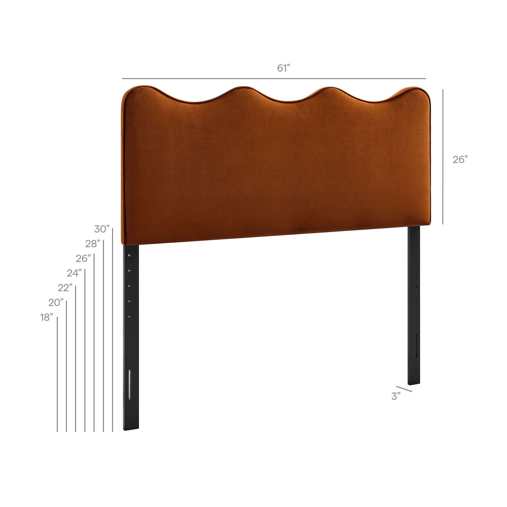 Modway Athena Scalloped Queen Headboard, Rust, large