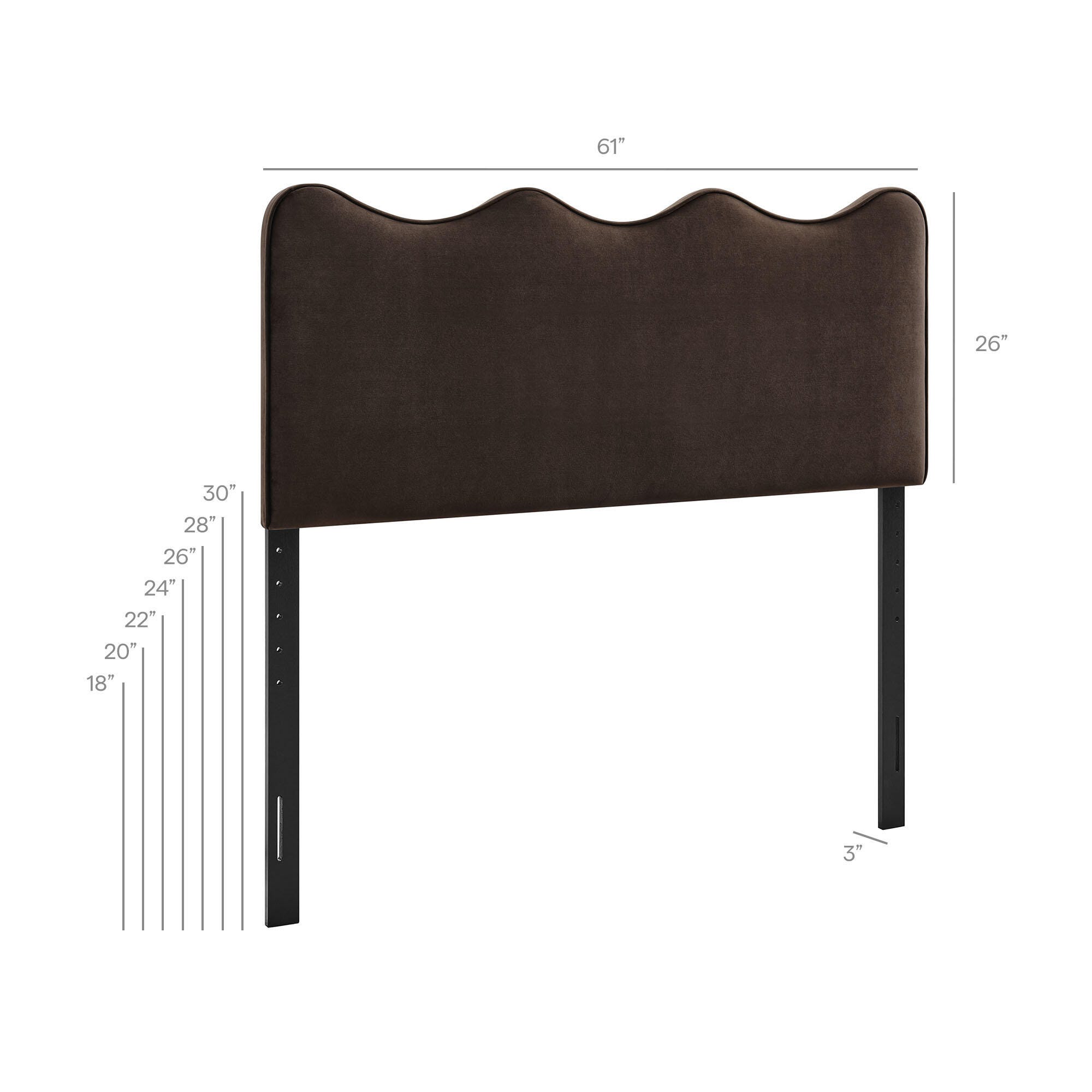 Modway Athena Scalloped Queen Headboard, Chocolate Brown, large