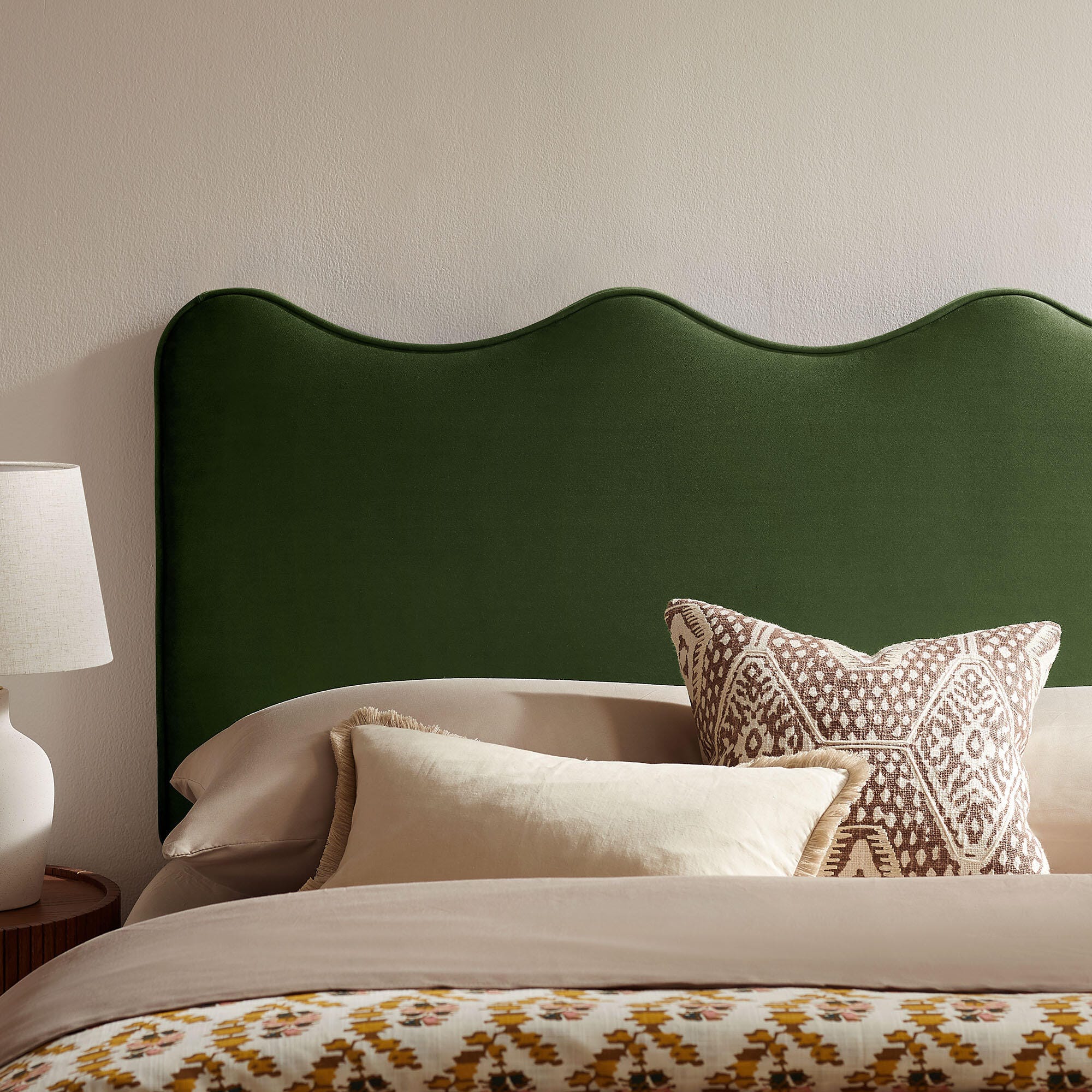 Modway Athena Scalloped Queen Headboard, Moss Green, large