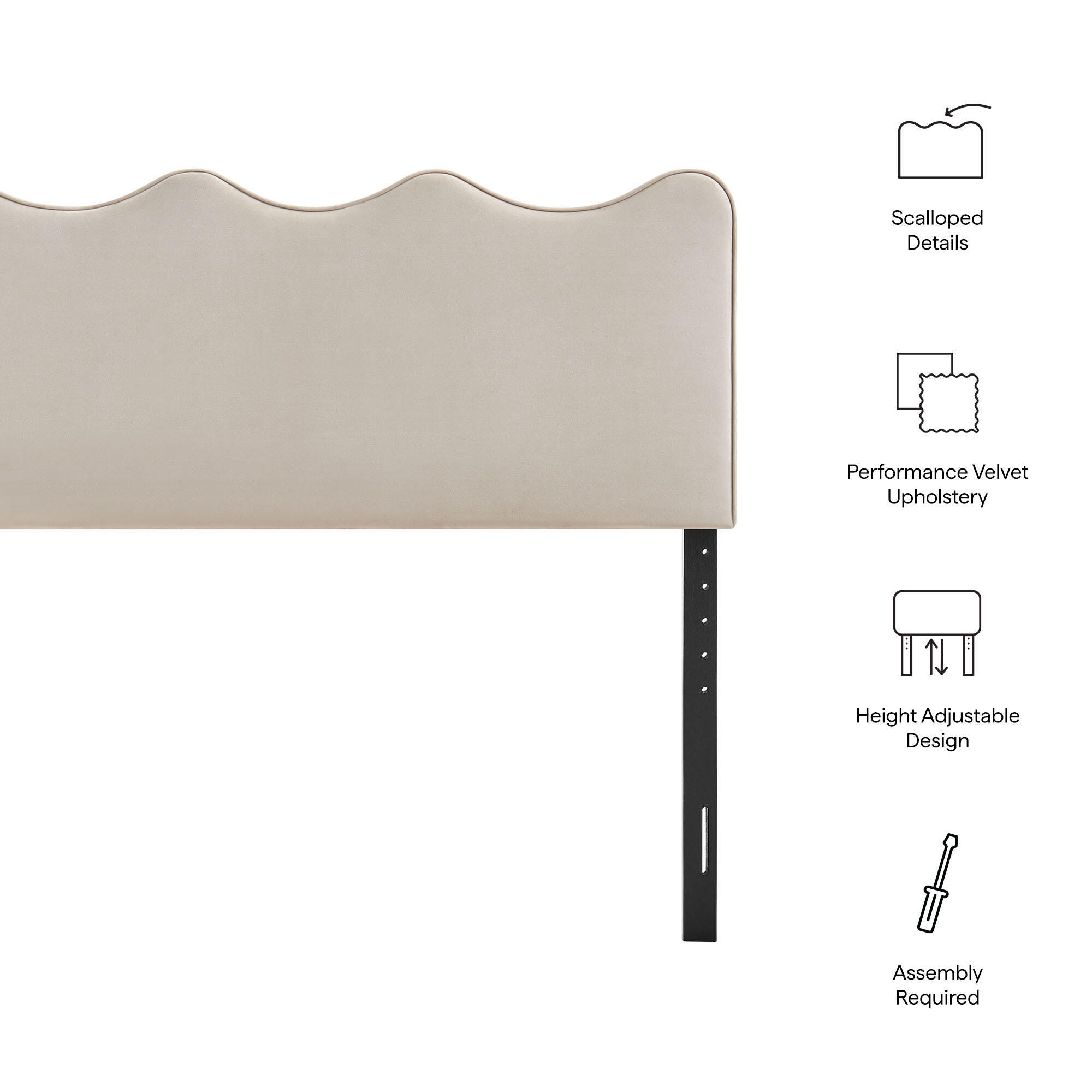 Modway Athena Scalloped Queen Headboard, Beige/White, large
