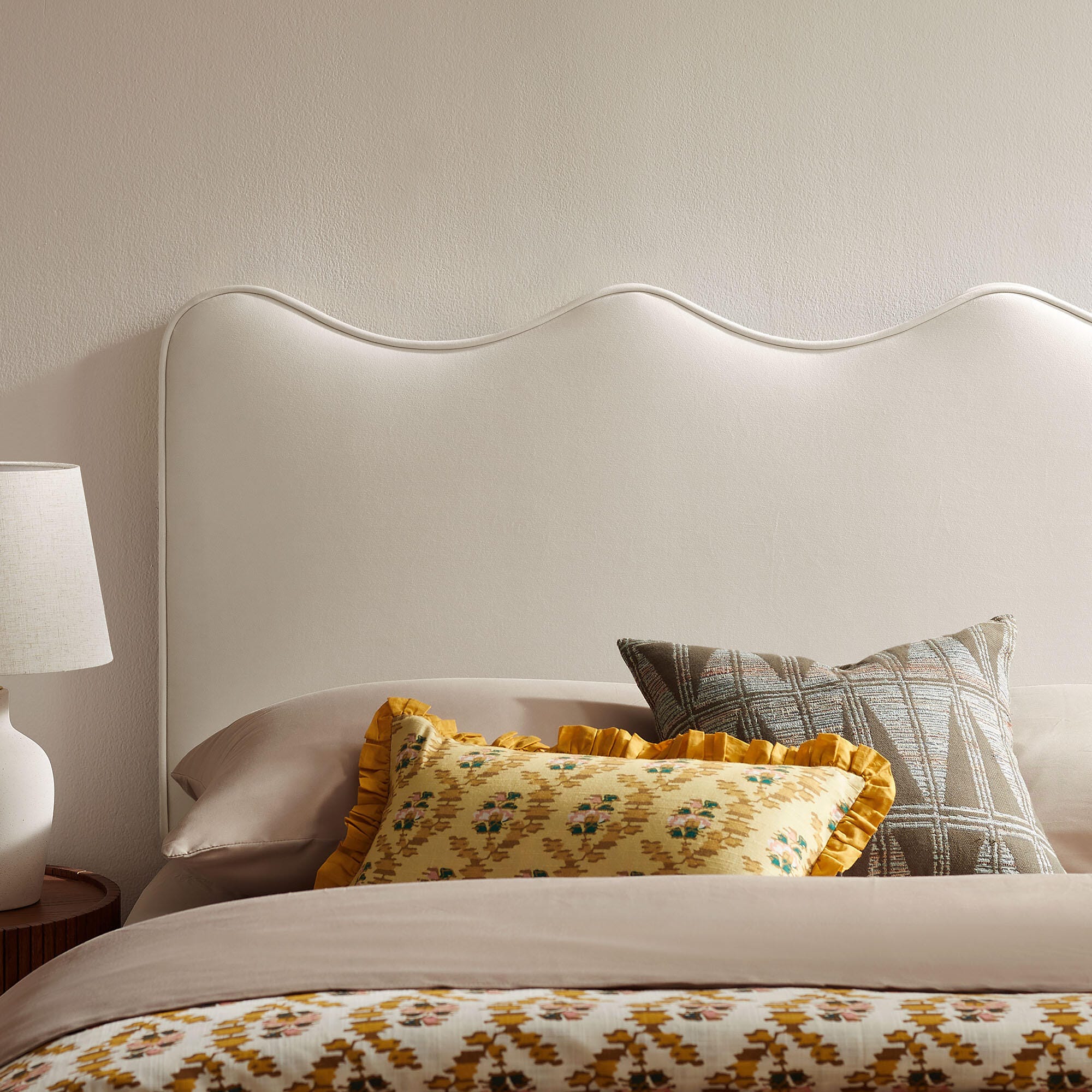 Modway Athena Scalloped Queen Headboard, Alabaster, large