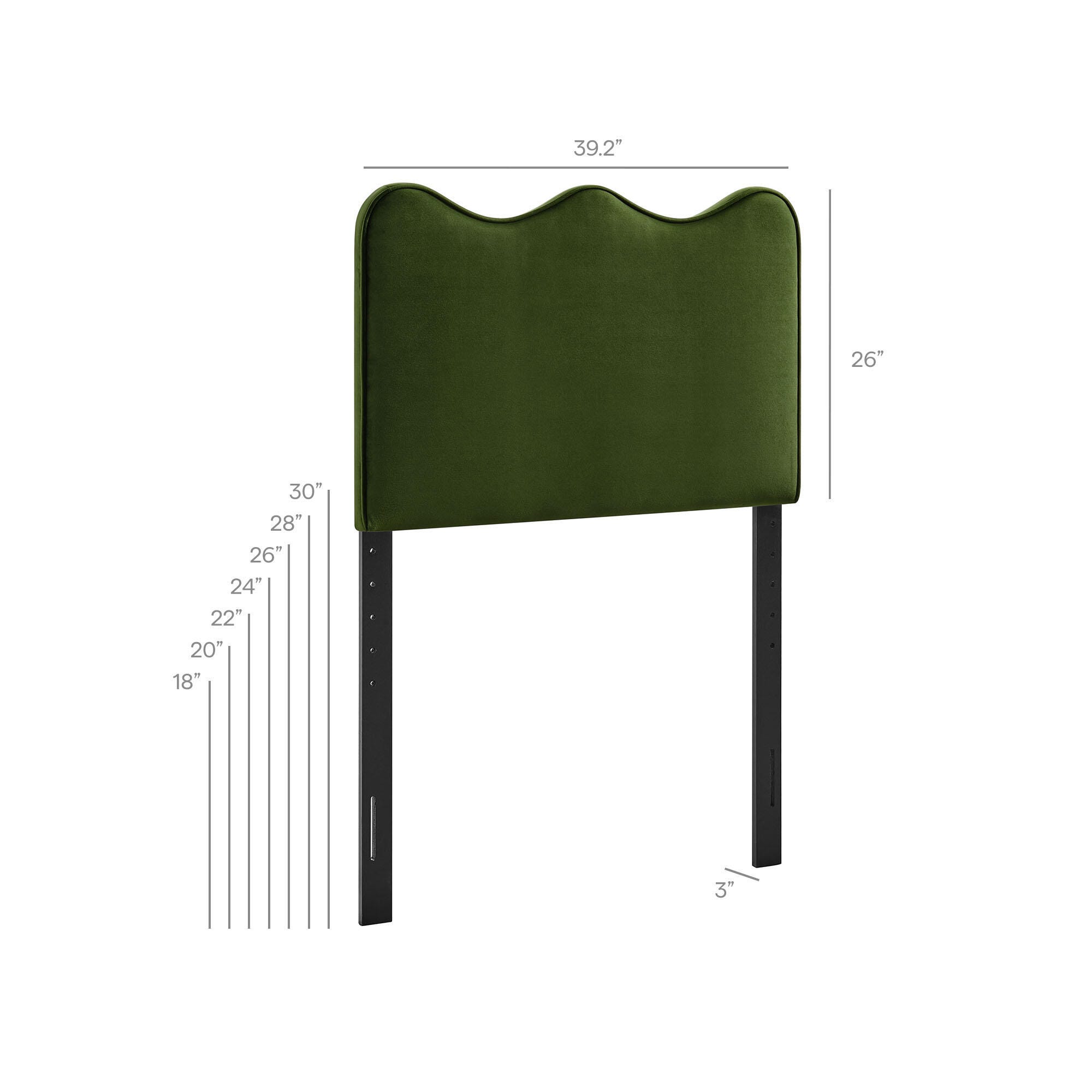 Modway Athena Scalloped Twin Headboard, Moss Green, large