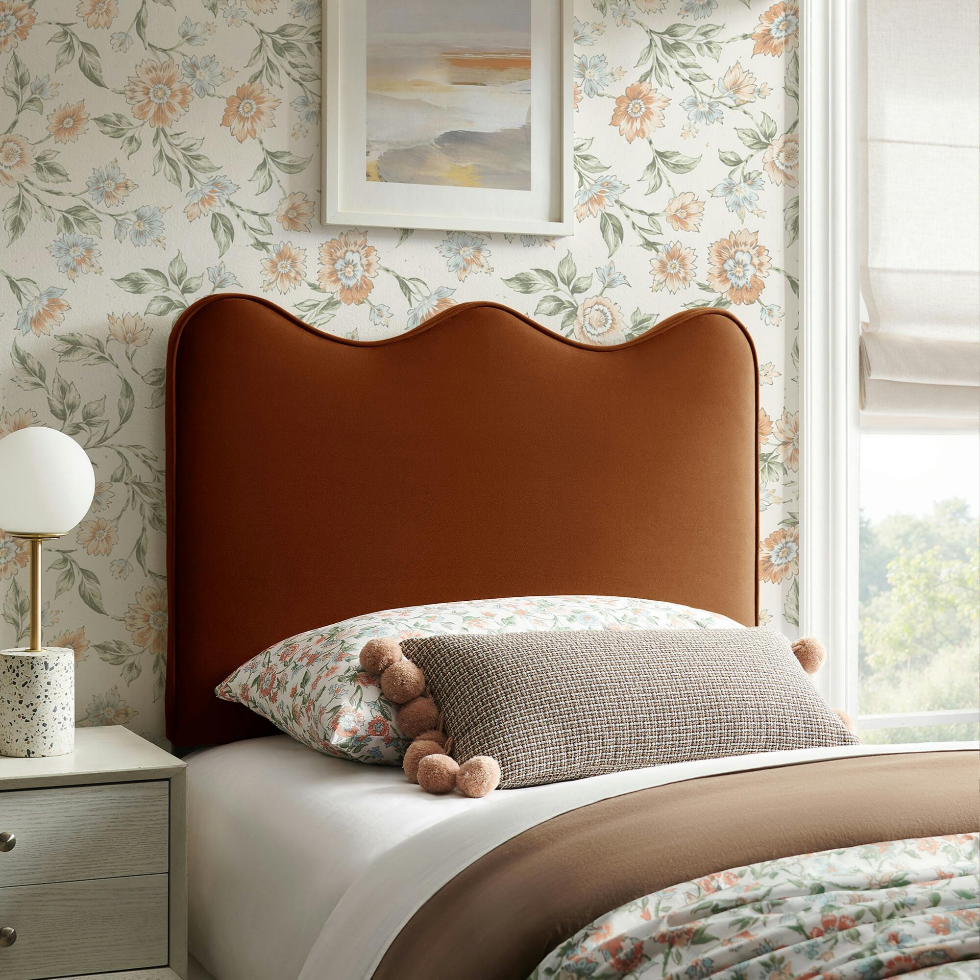 Modway Athena Scalloped Twin Headboard, Rust, large