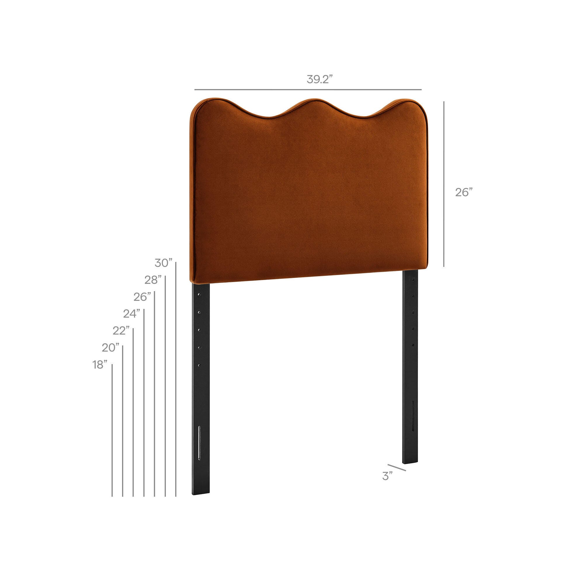 Modway Athena Scalloped Twin Headboard, Rust, large