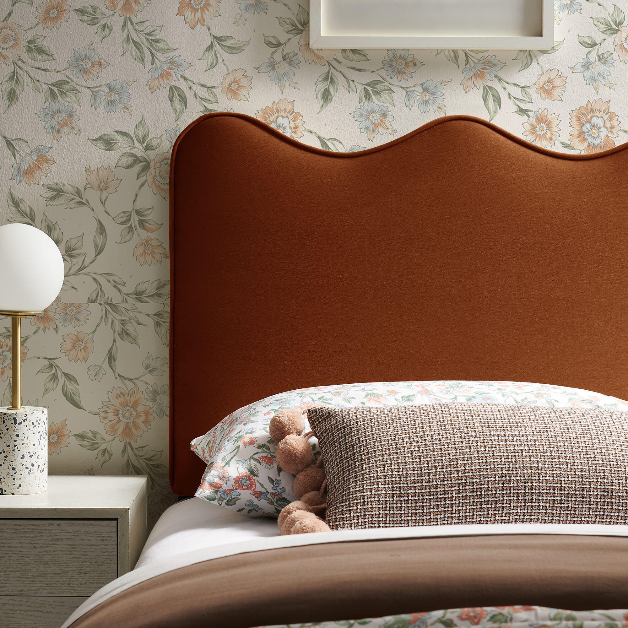 Modway Athena Scalloped Twin Headboard, Rust, large