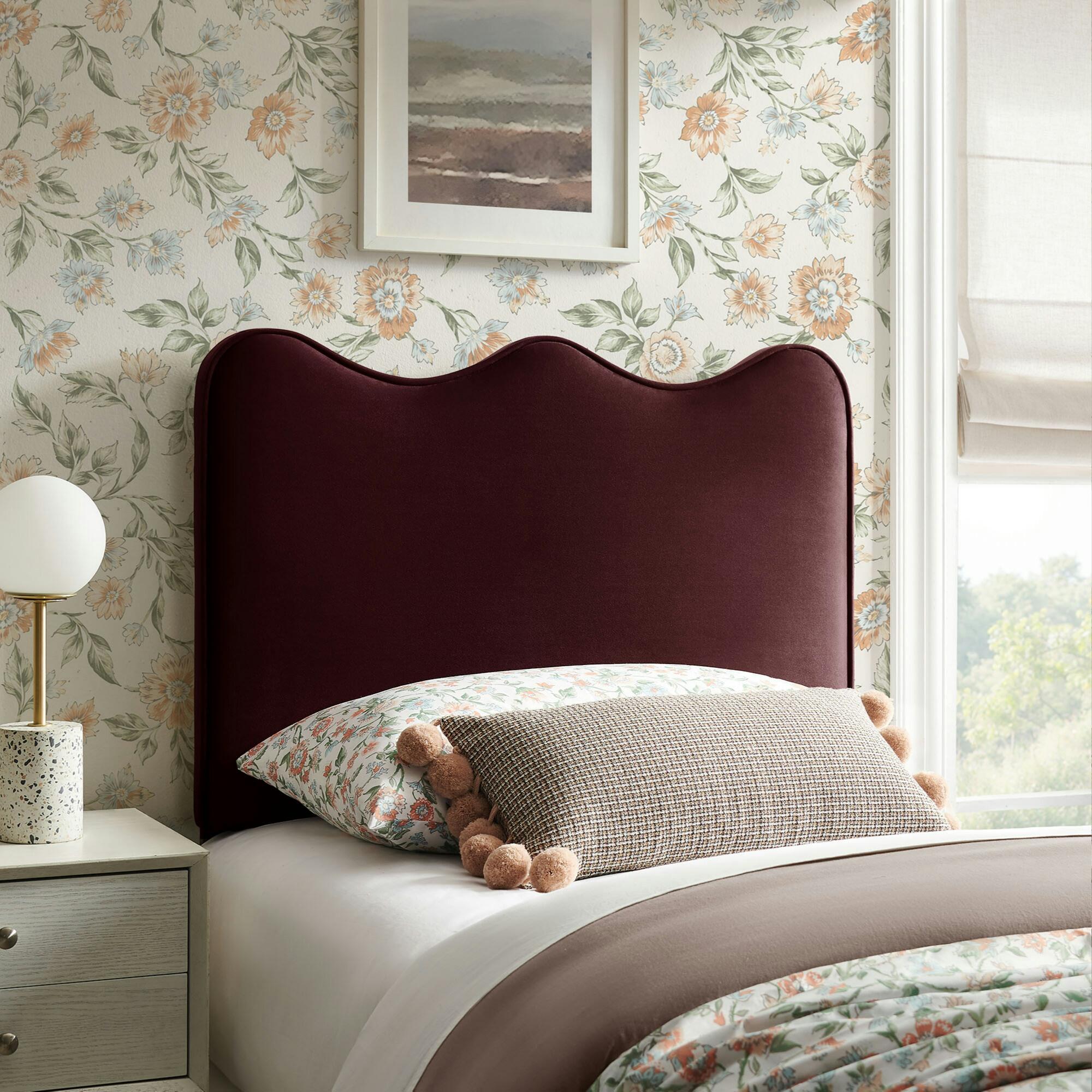 Modway Athena Scalloped Twin Headboard, Mulberry, large