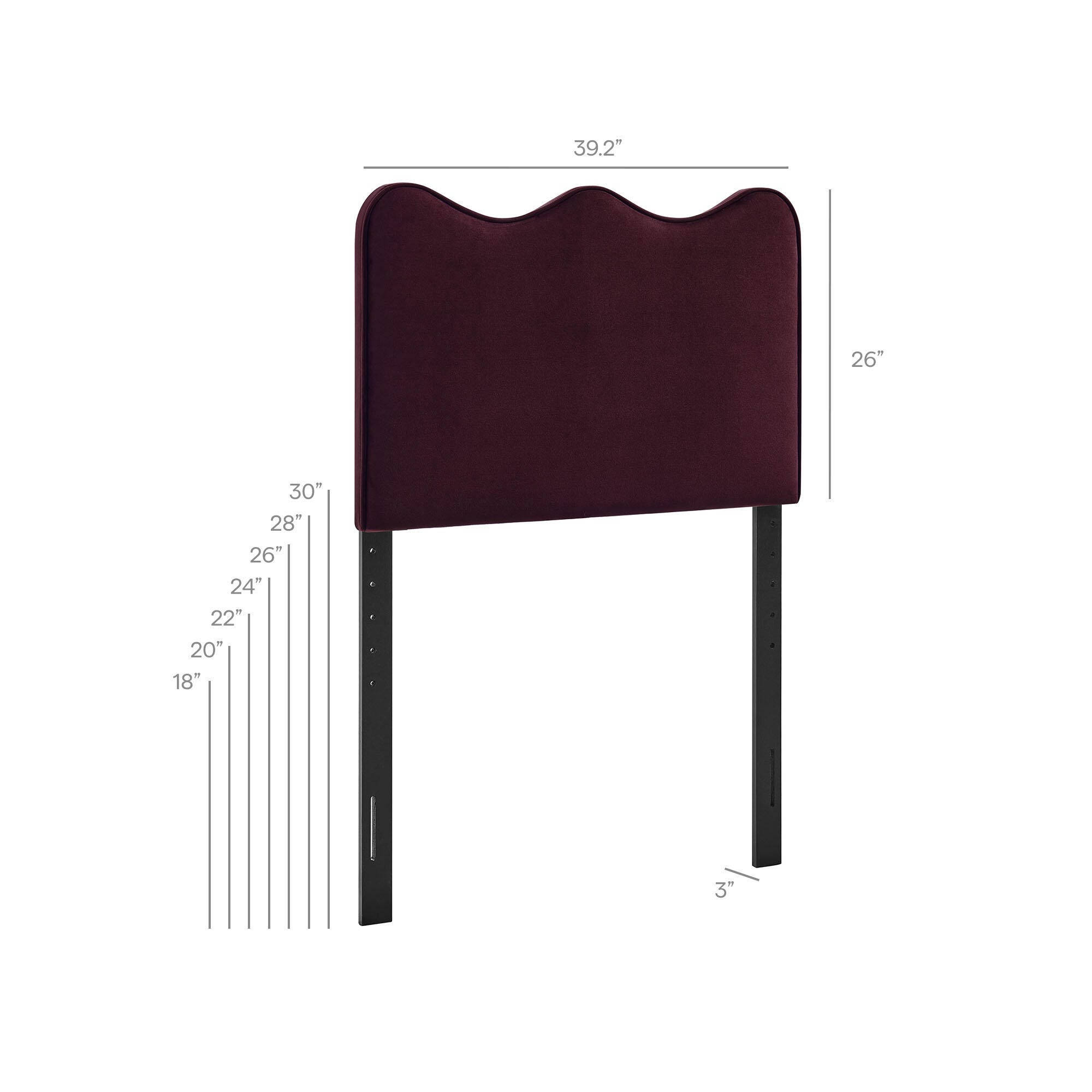 Modway Athena Scalloped Twin Headboard, Mulberry, large