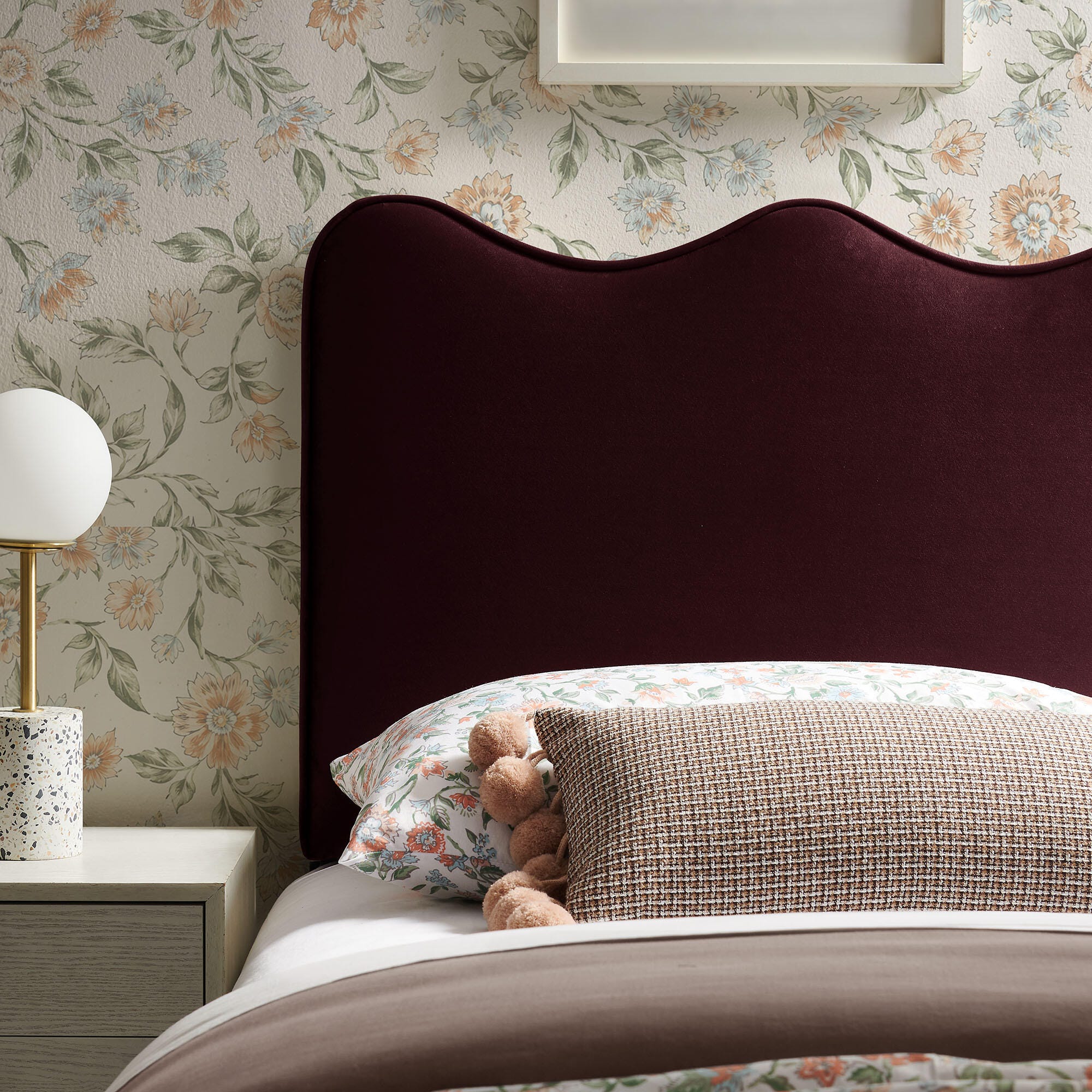 Modway Athena Scalloped Twin Headboard, Mulberry, large