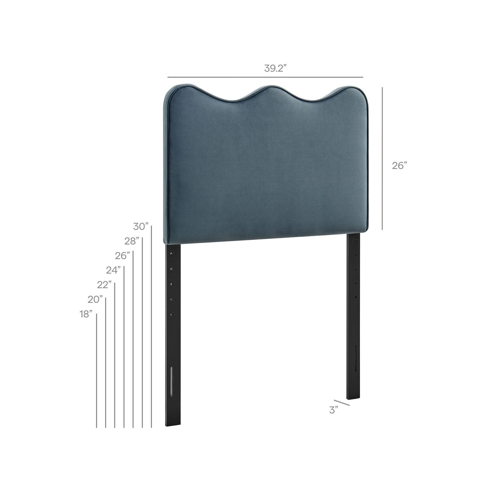 Modway Athena Scalloped Twin Headboard, Cadet Blue, large
