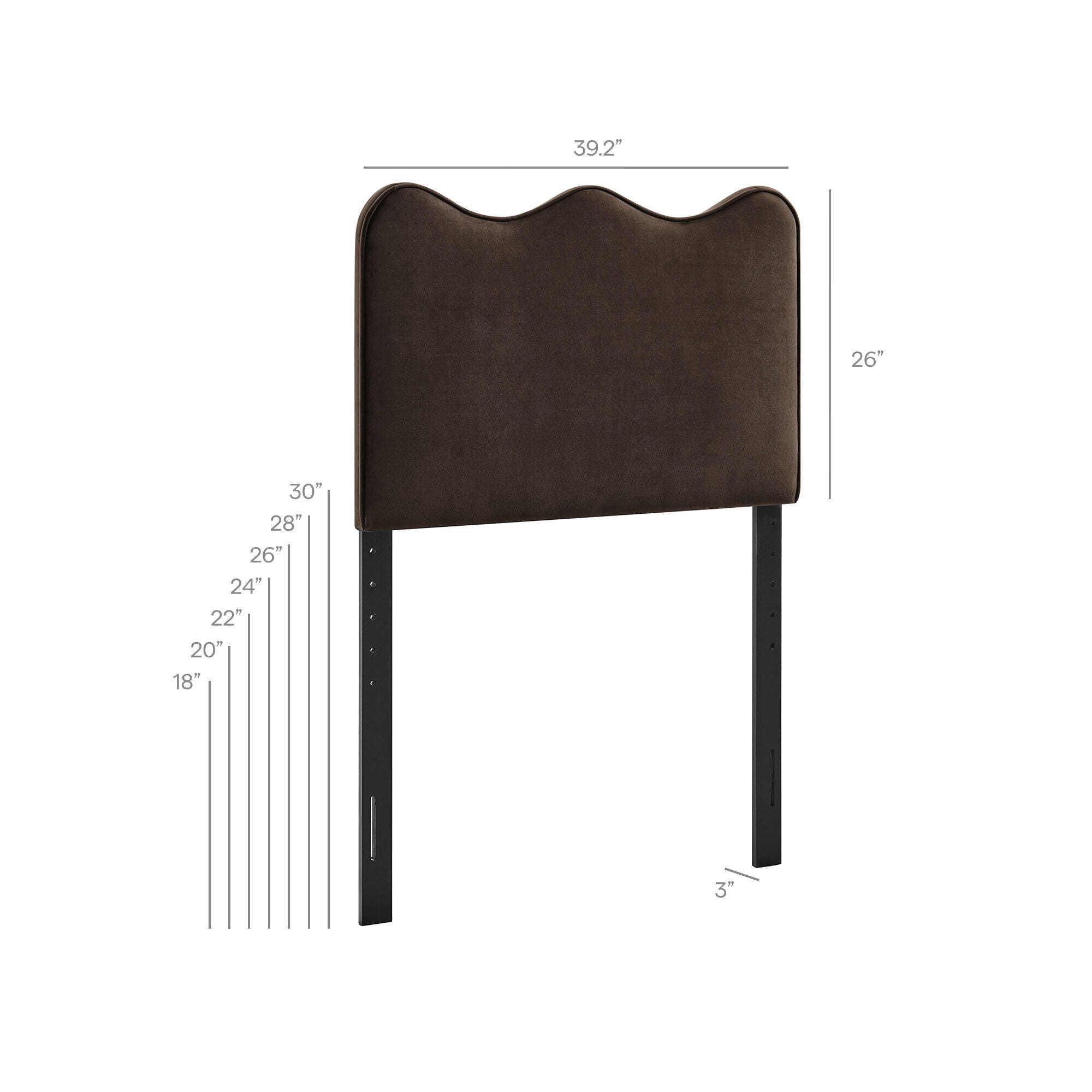Modway Athena Scalloped Twin Headboard, Chocolate Brown, large