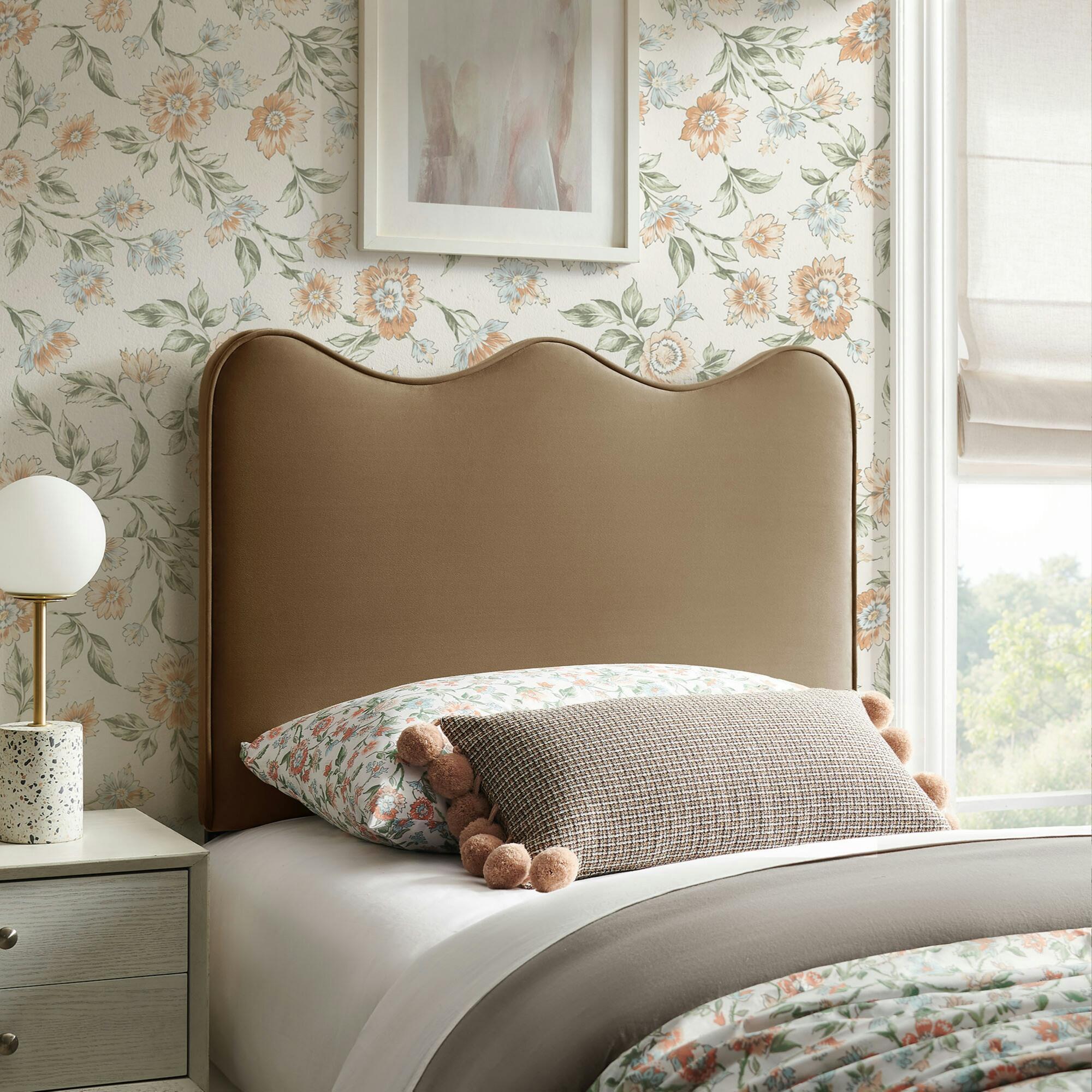 Modway Athena Scalloped Twin Headboard, Taupe, large