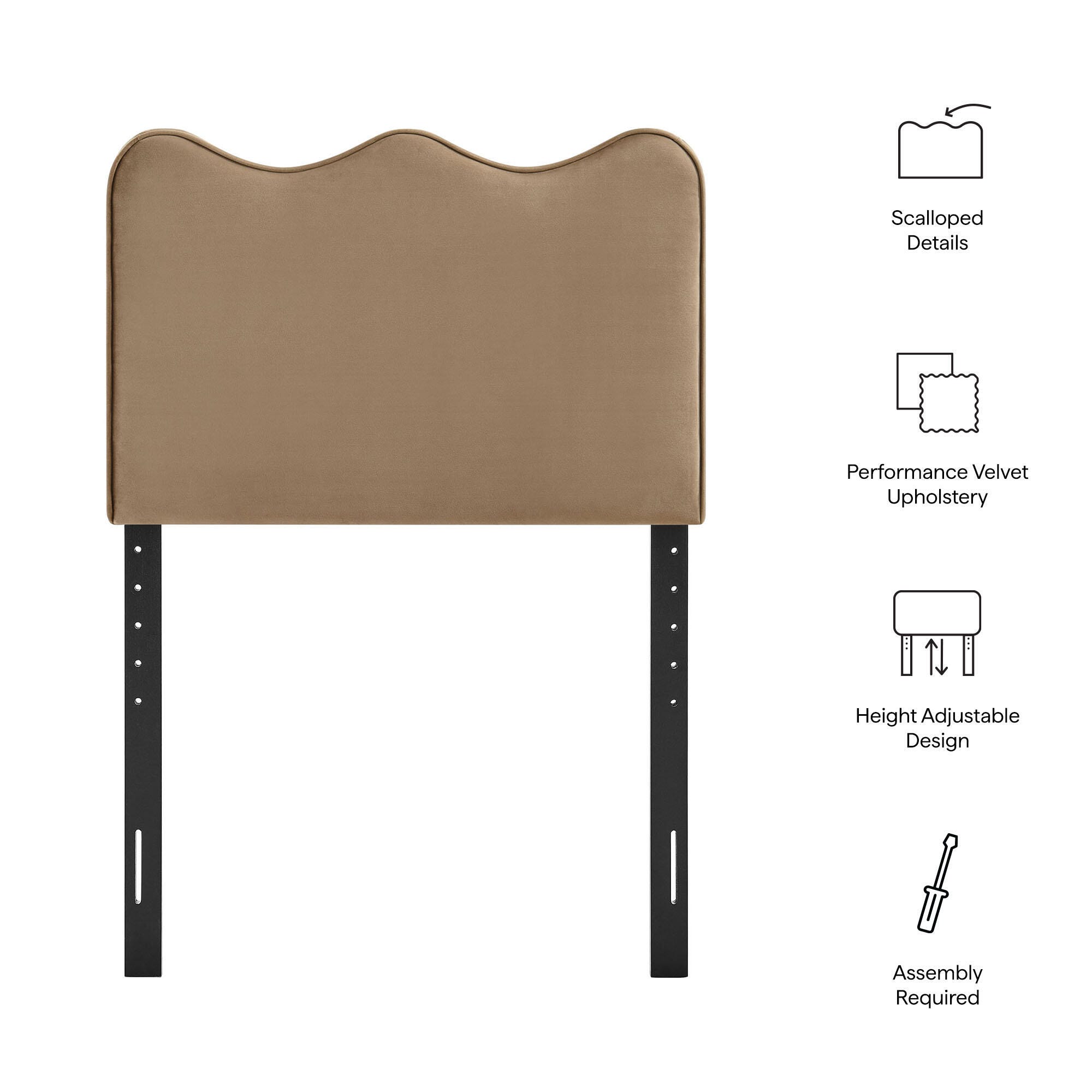 Modway Athena Scalloped Twin Headboard, Taupe, large