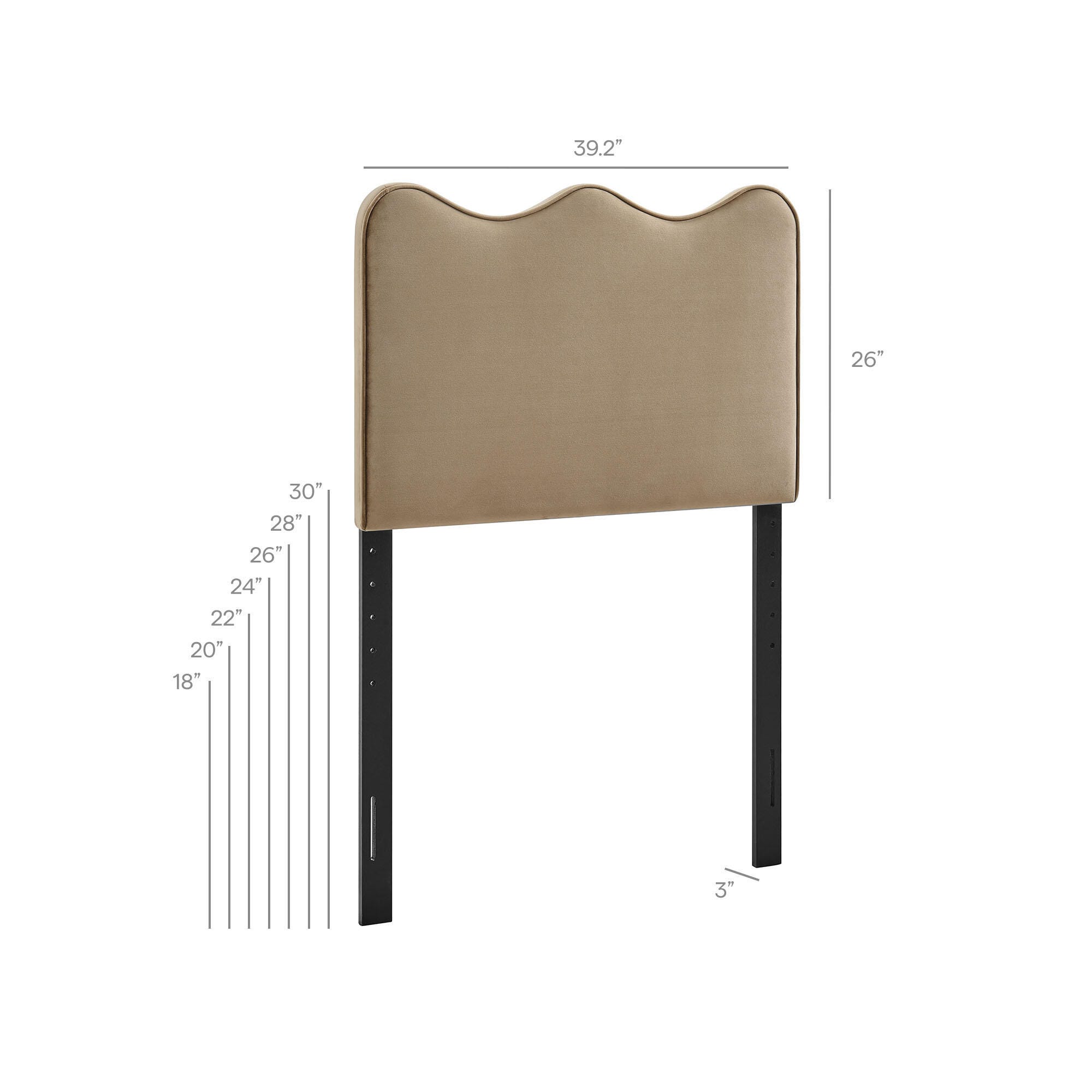 Modway Athena Scalloped Twin Headboard, Taupe, large
