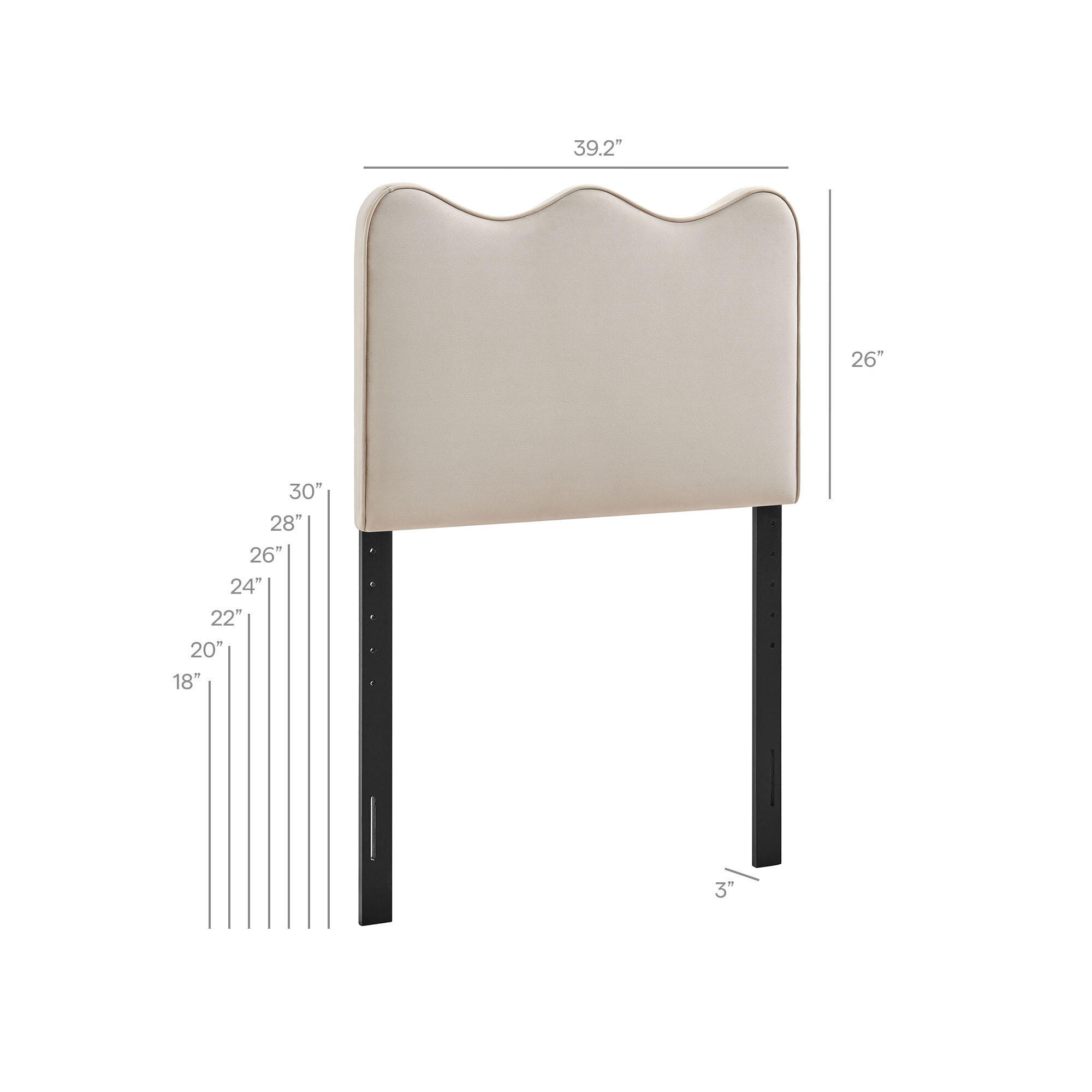 Modway Athena Scalloped Twin Headboard, Beige/White, large