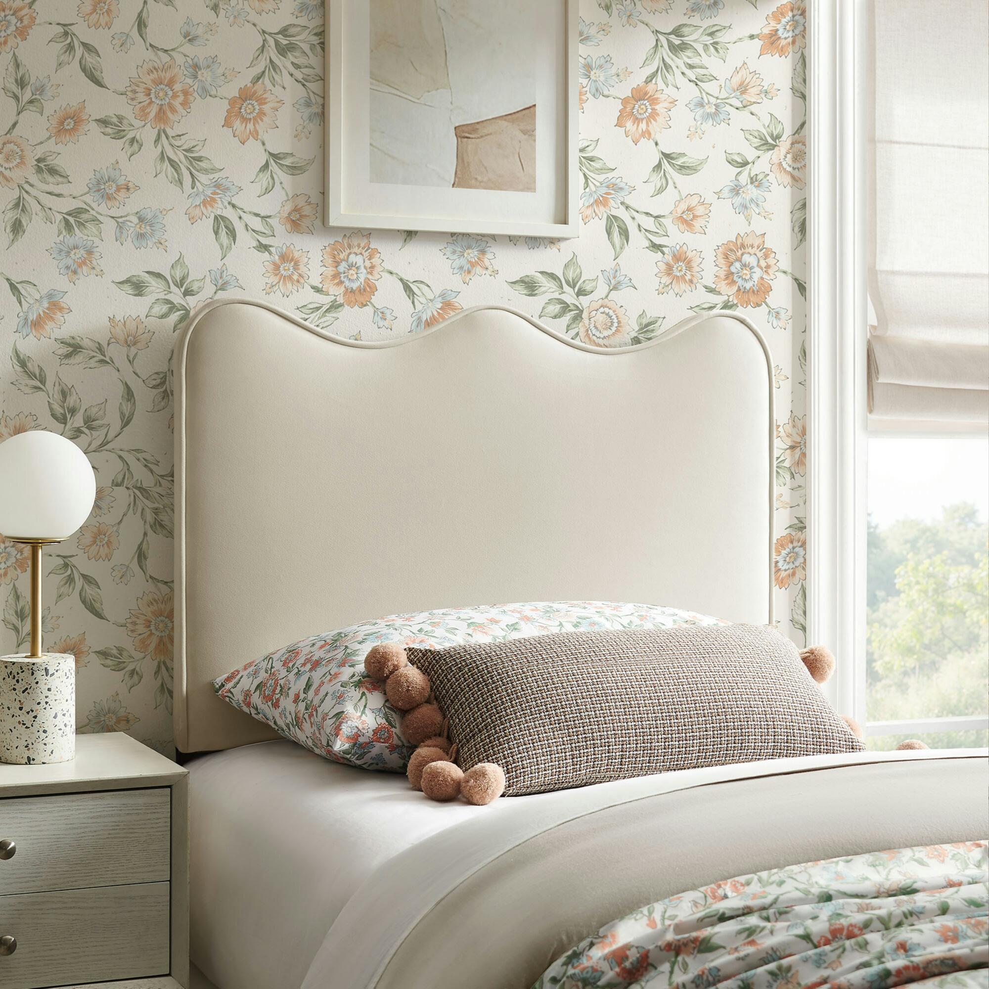 Modway Athena Scalloped Twin Headboard, Alabaster, large