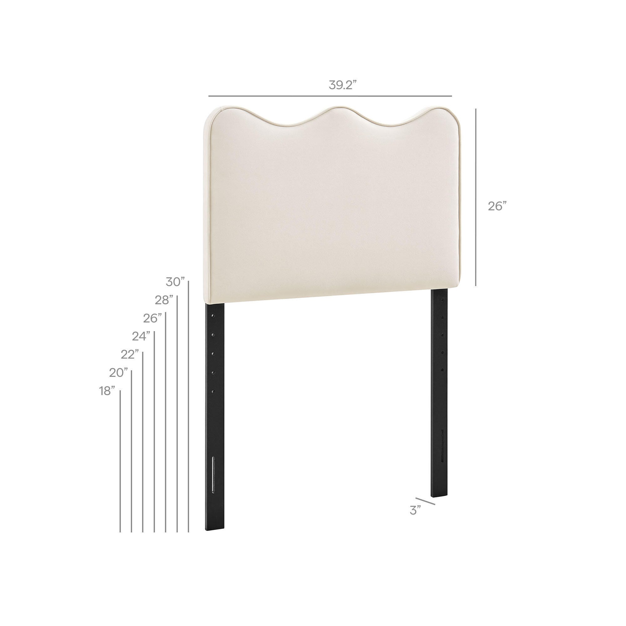 Modway Athena Scalloped Twin Headboard, Alabaster, large