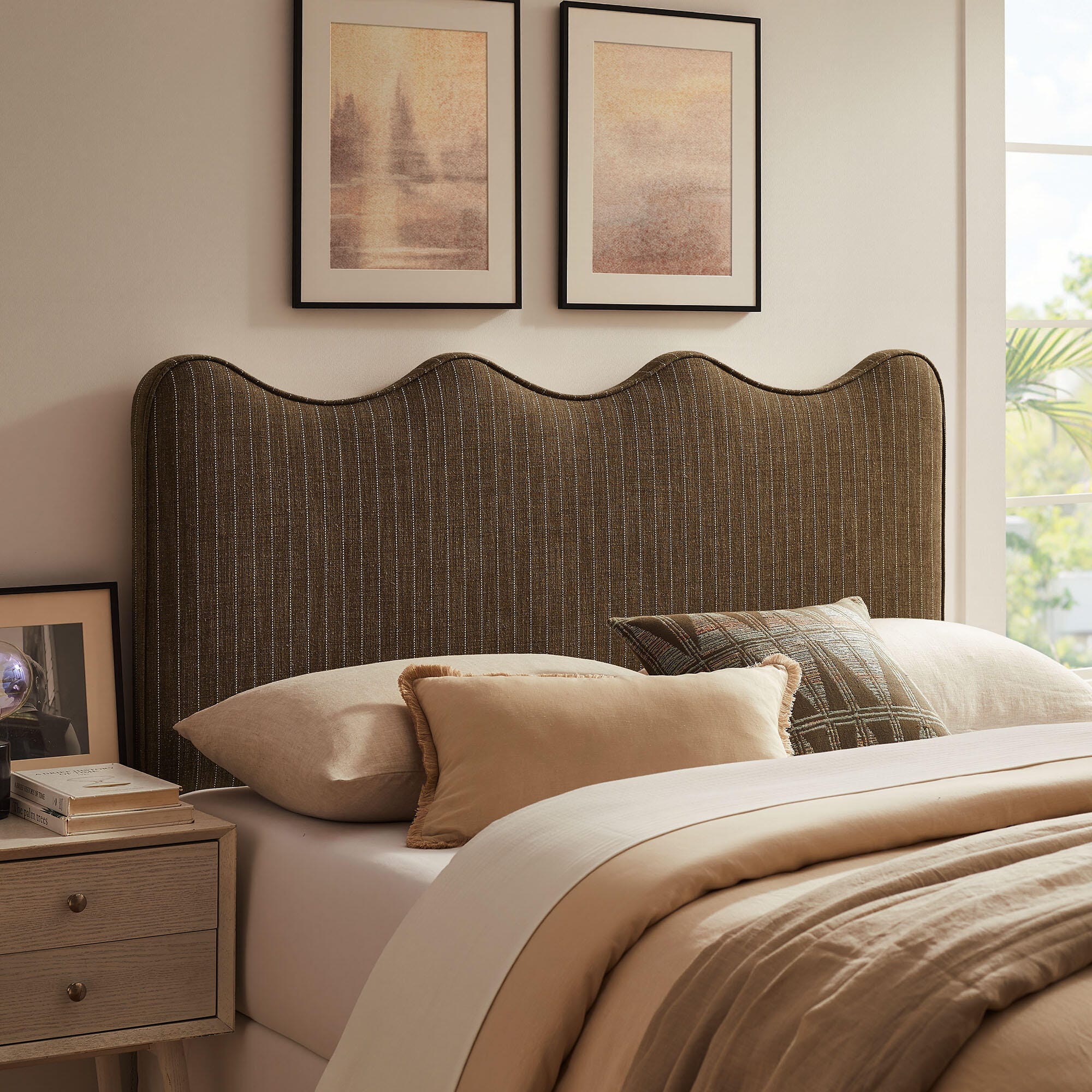 Modway Athena Upholstered Full Headboard, Brown, large