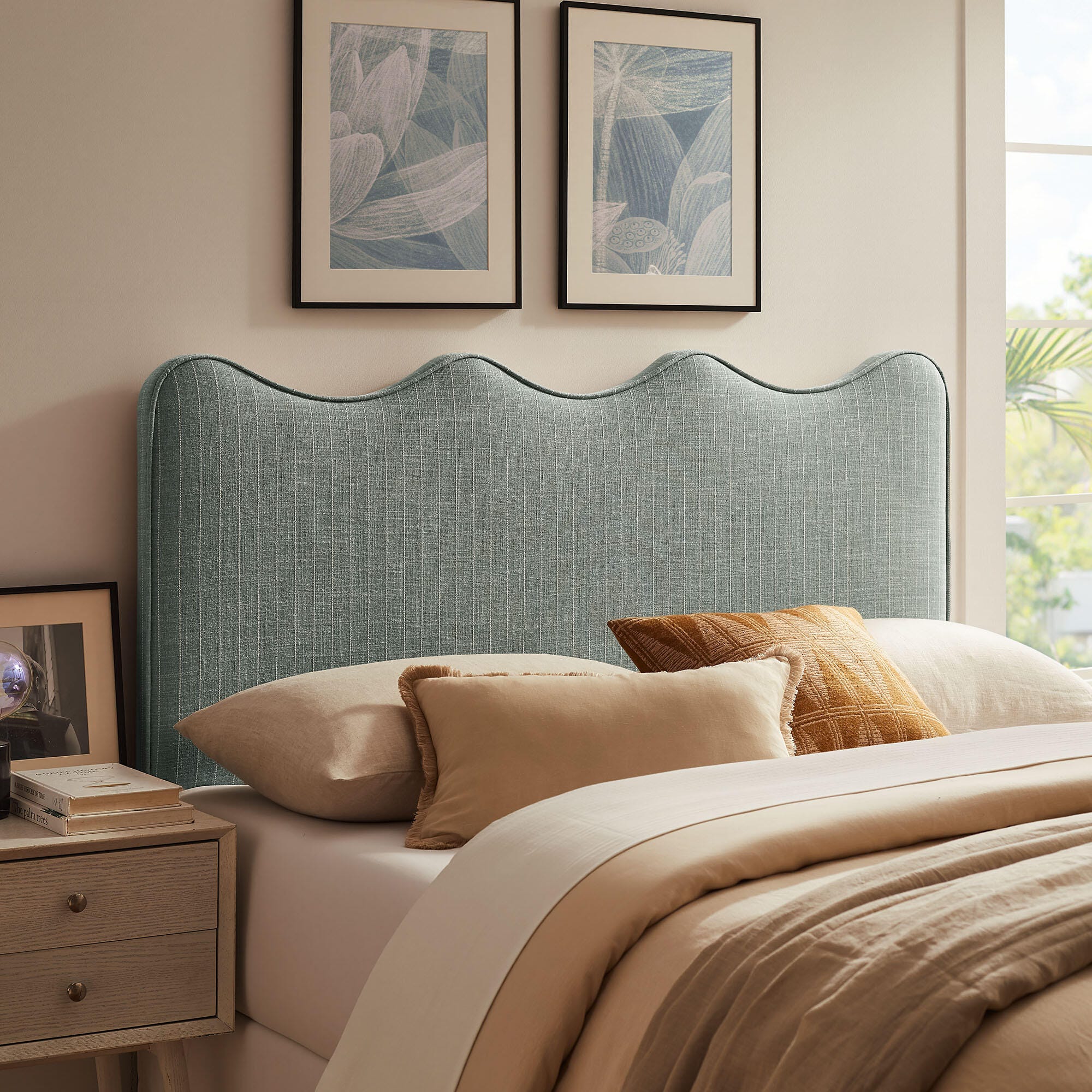Modway Athena Upholstered King Headboard, Spa Blue, rollover
