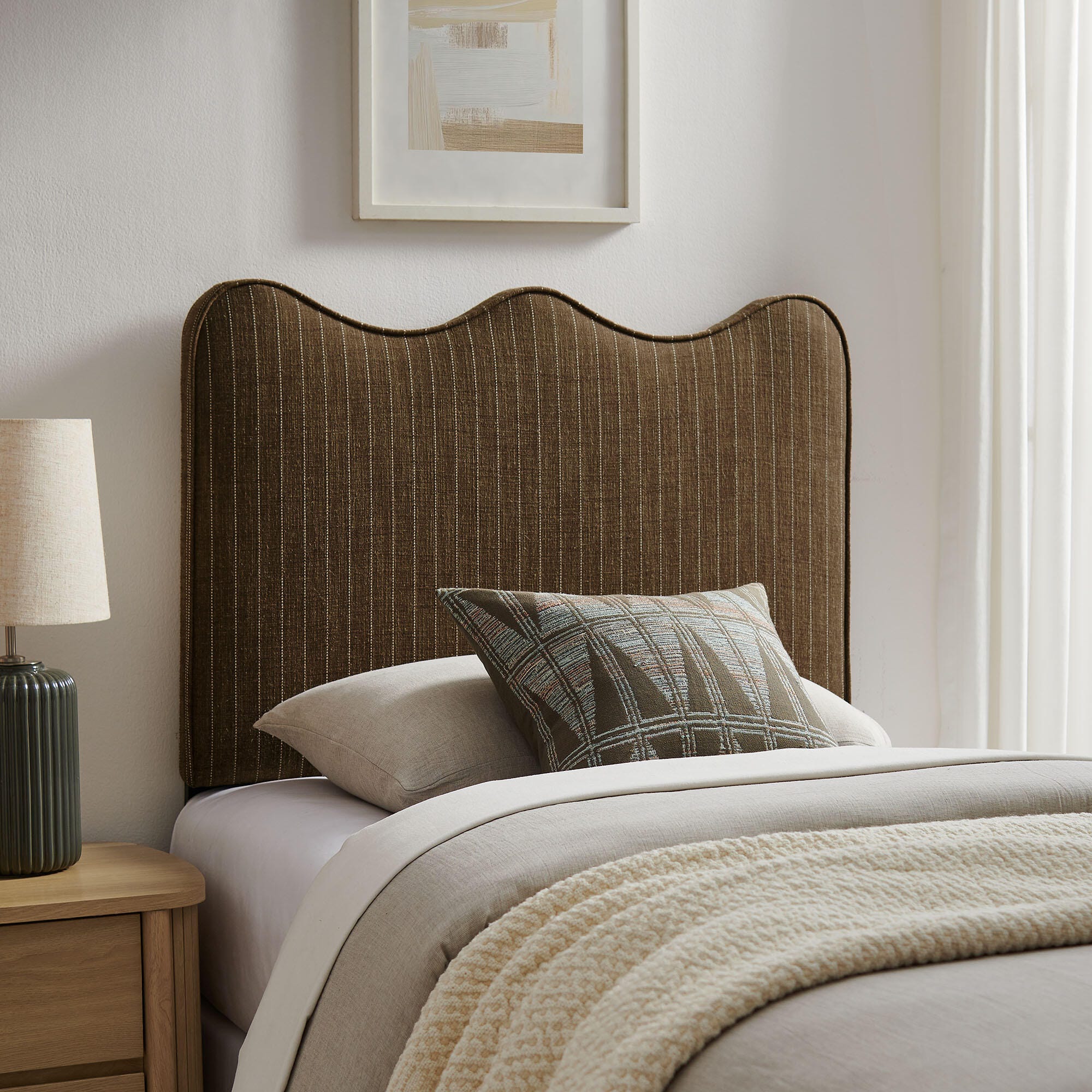 Modway Athena Upholstered Twin Headboard, Brown, large