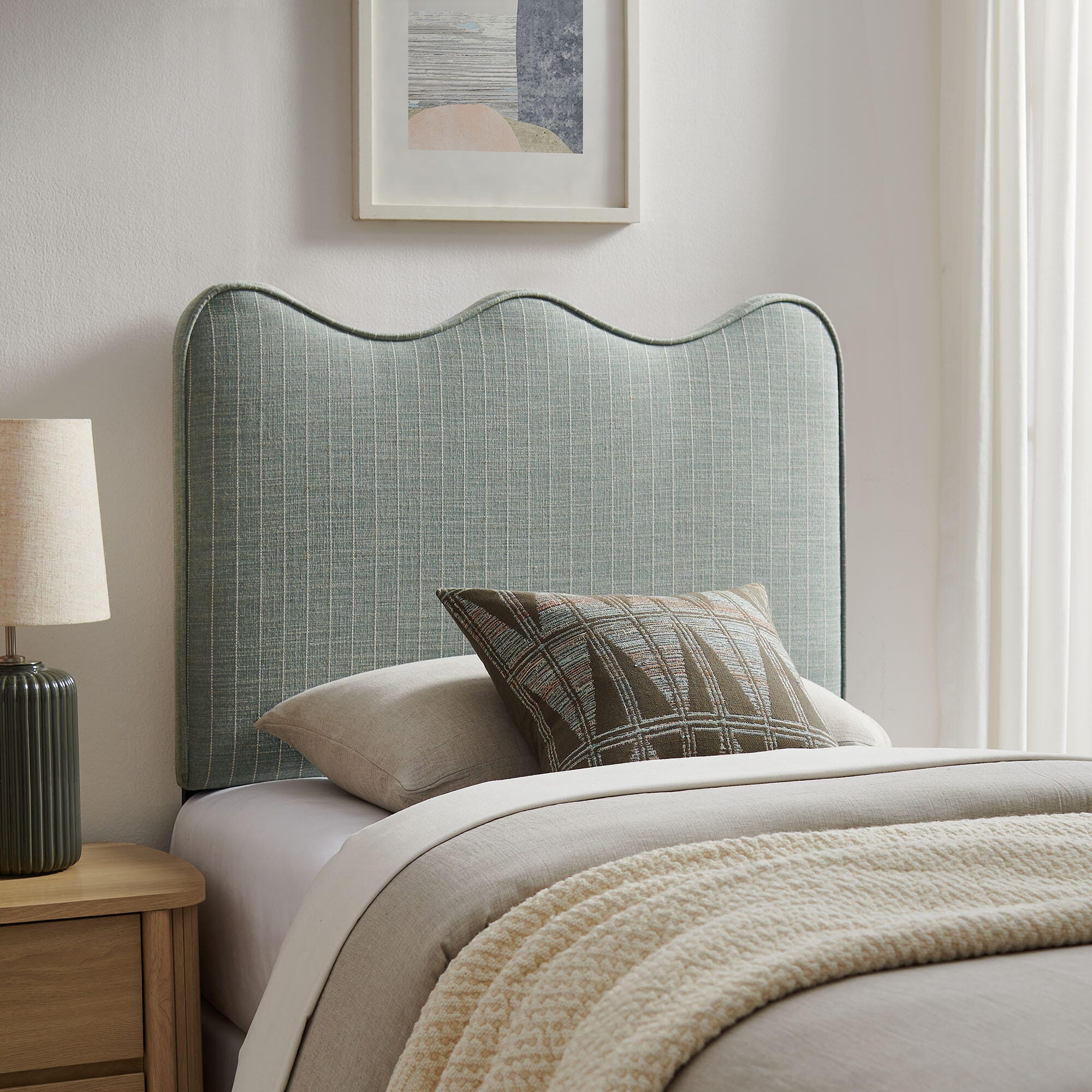 Modway Athena Upholstered Twin Headboard, Spa Blue, large