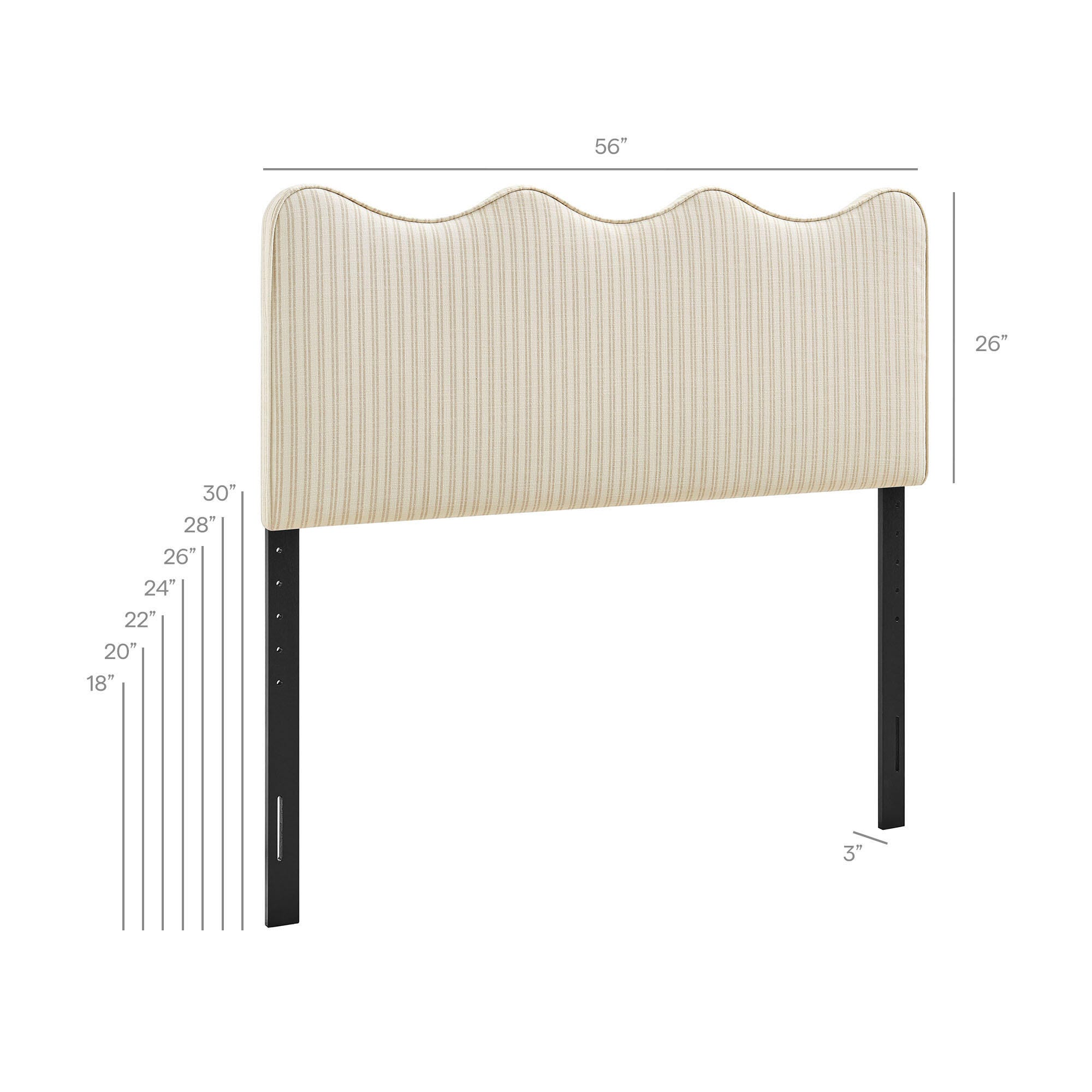 Modway Athena Striped Upholstered Full Headboard, Oatmeal, large