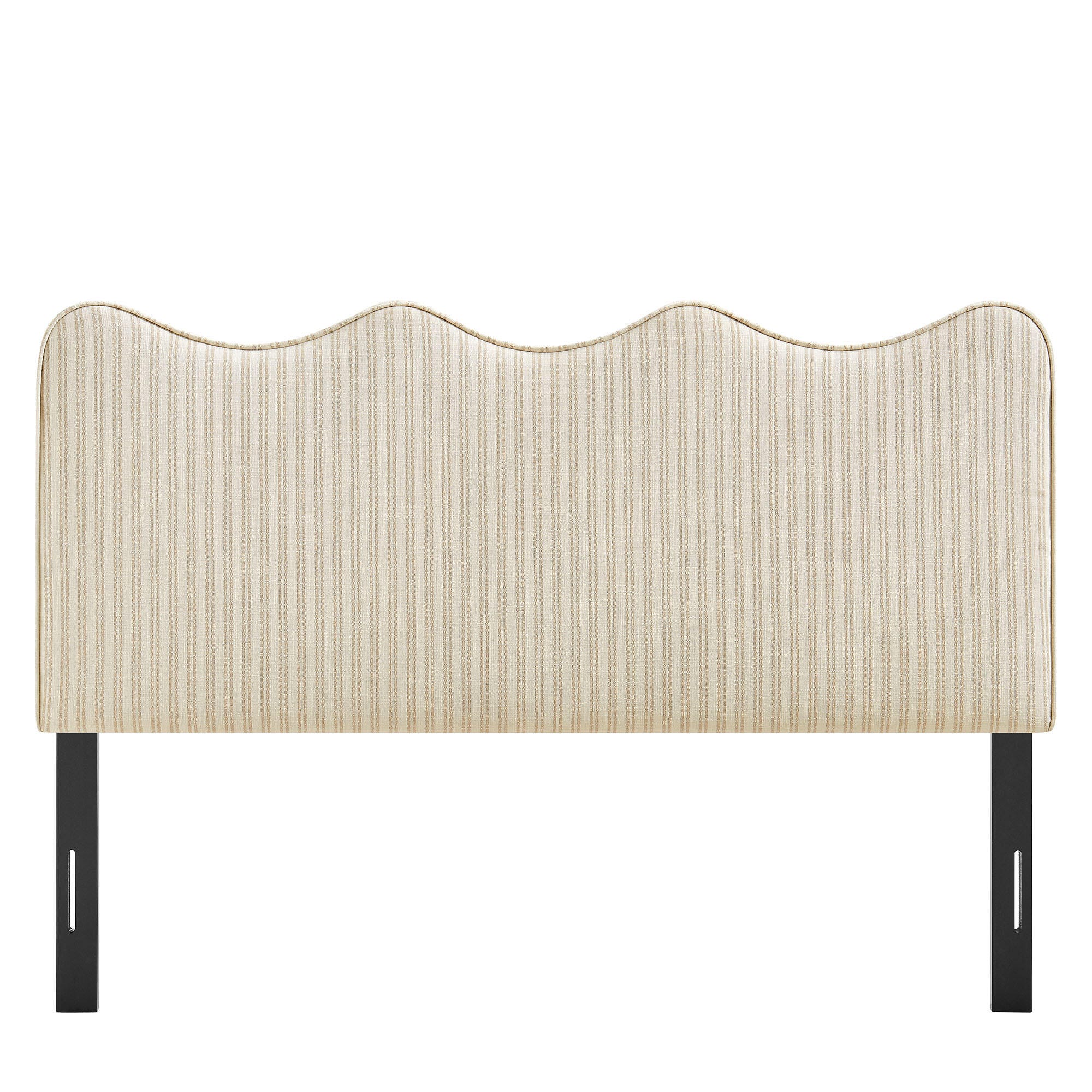 Modway Athena Striped Upholstered King Headboard, Oatmeal, large