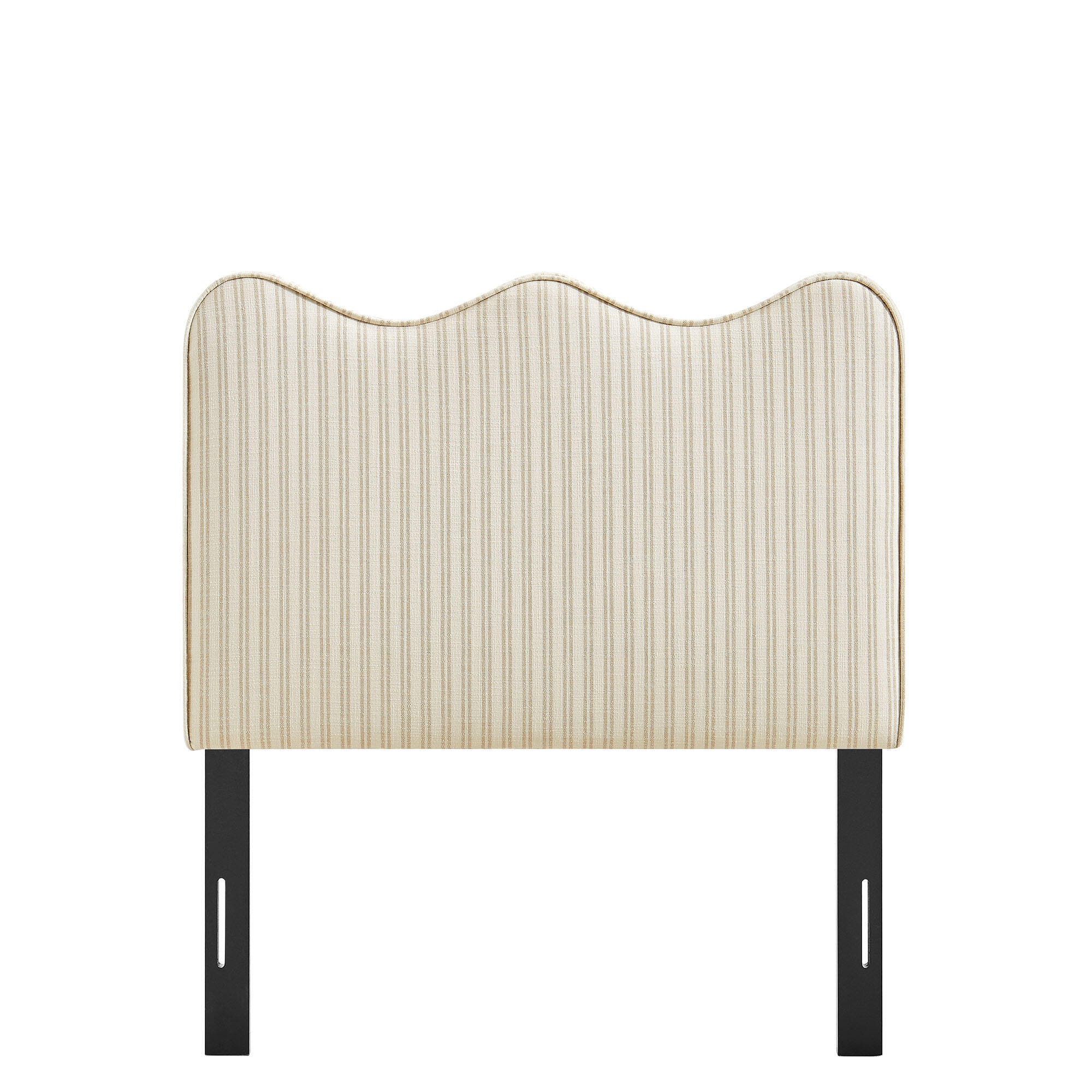 Modway Athena Striped Upholstered Twin Headboard, Oatmeal, large