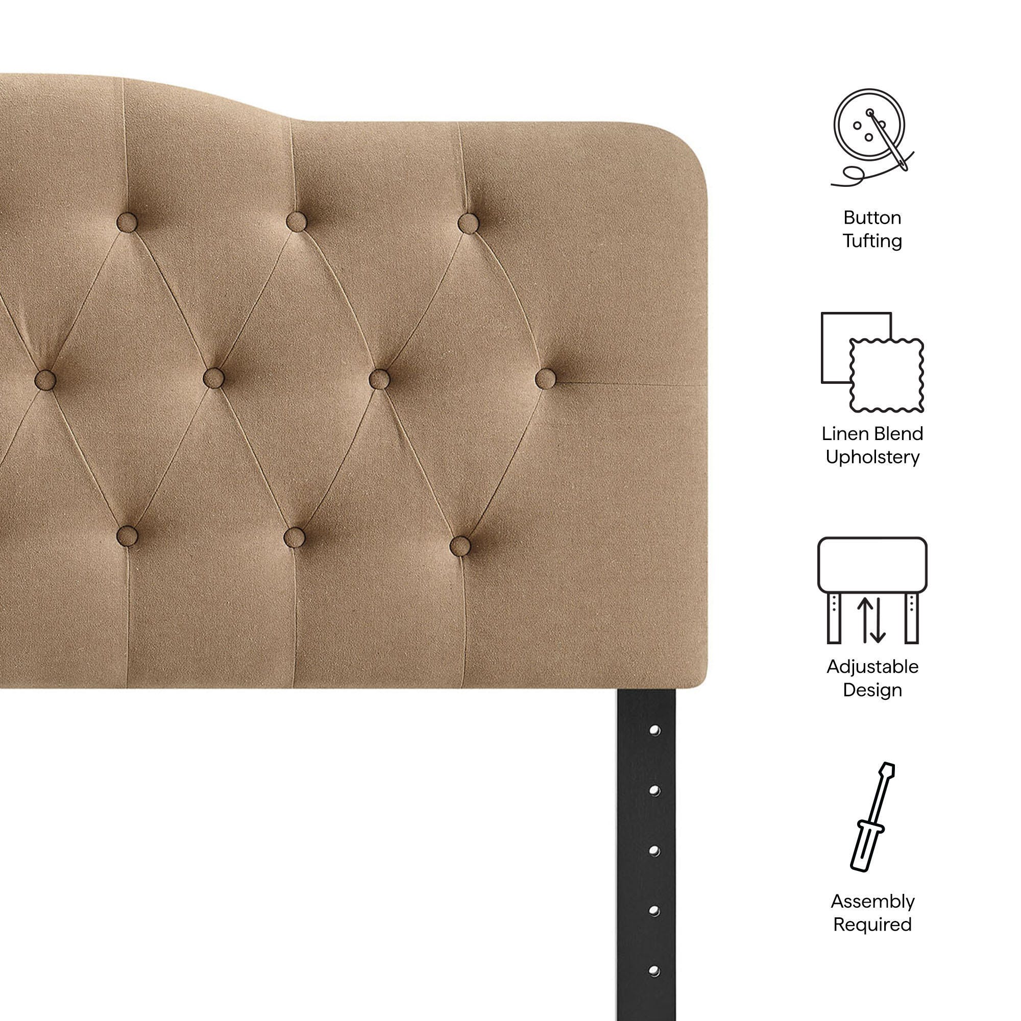 Modway Annabel Tufted King Headboard, Almond, large