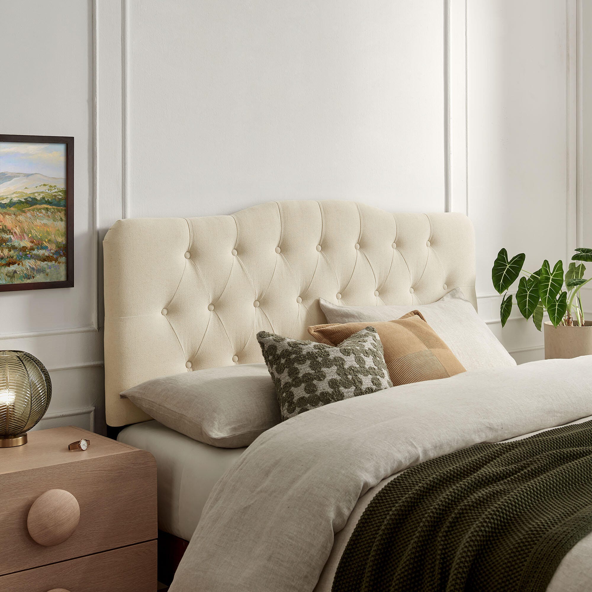 Modway Annabel Tufted Queen Headboard, Beige, rollover