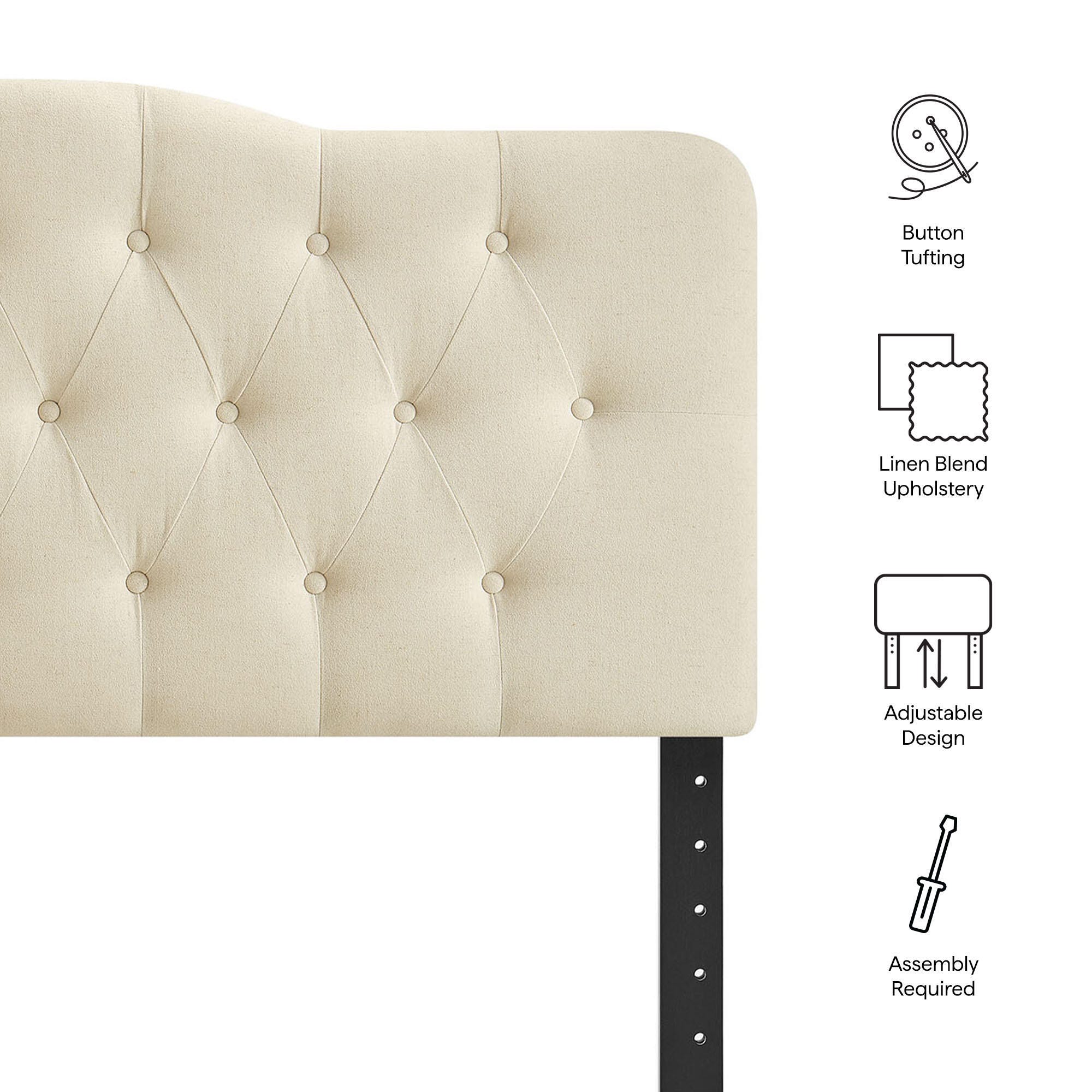Modway Annabel Tufted Queen Headboard, Beige, large