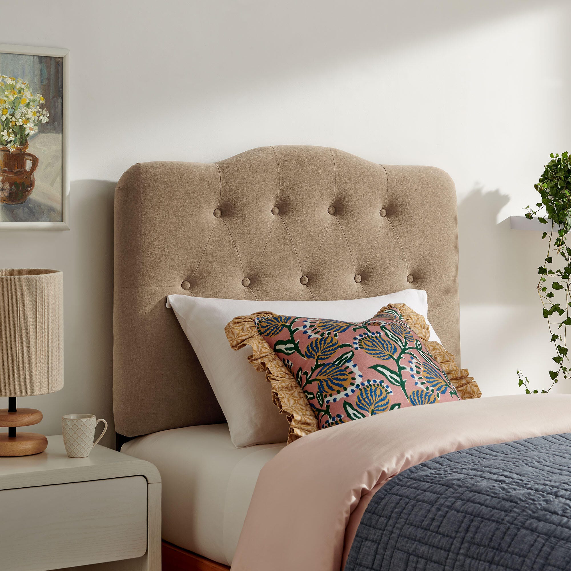 Modway Annabel Tufted Twin Headboard, Almond, large