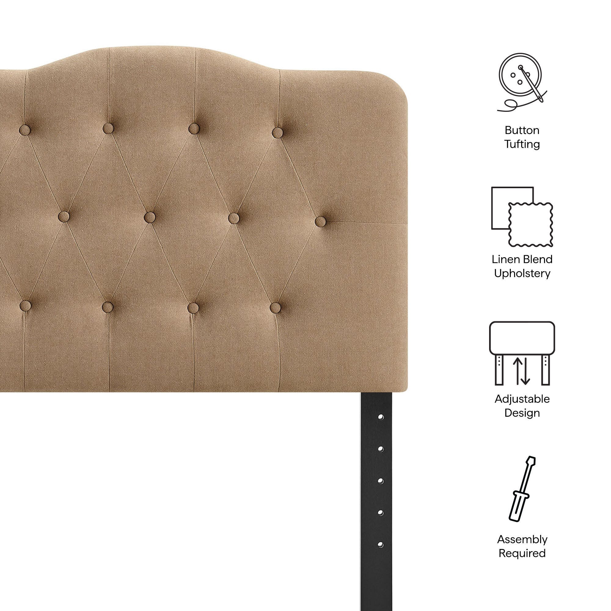 Modway Annabel Tufted Twin Headboard, Almond, large