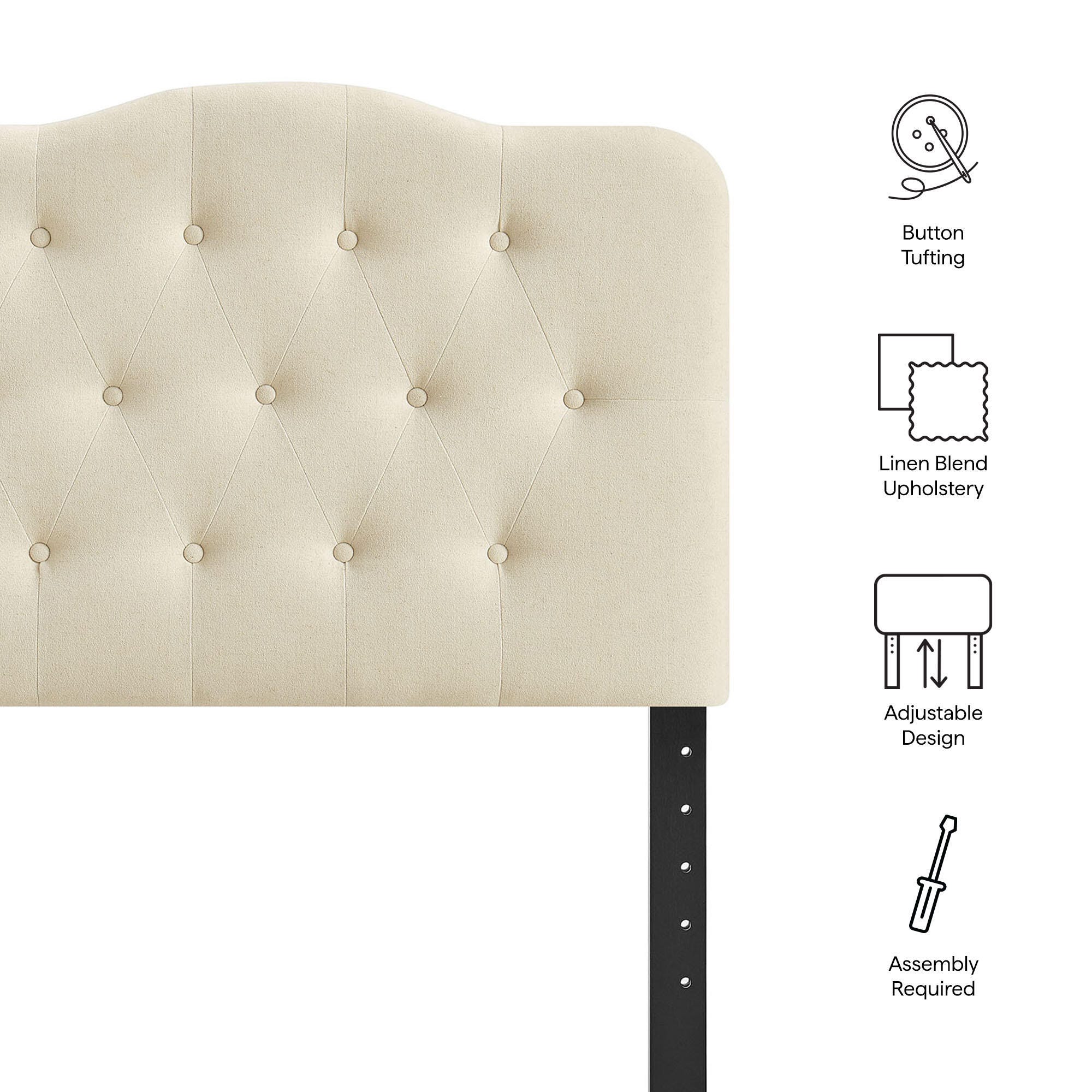 Modway Annabel Tufted Twin Headboard, Beige, large