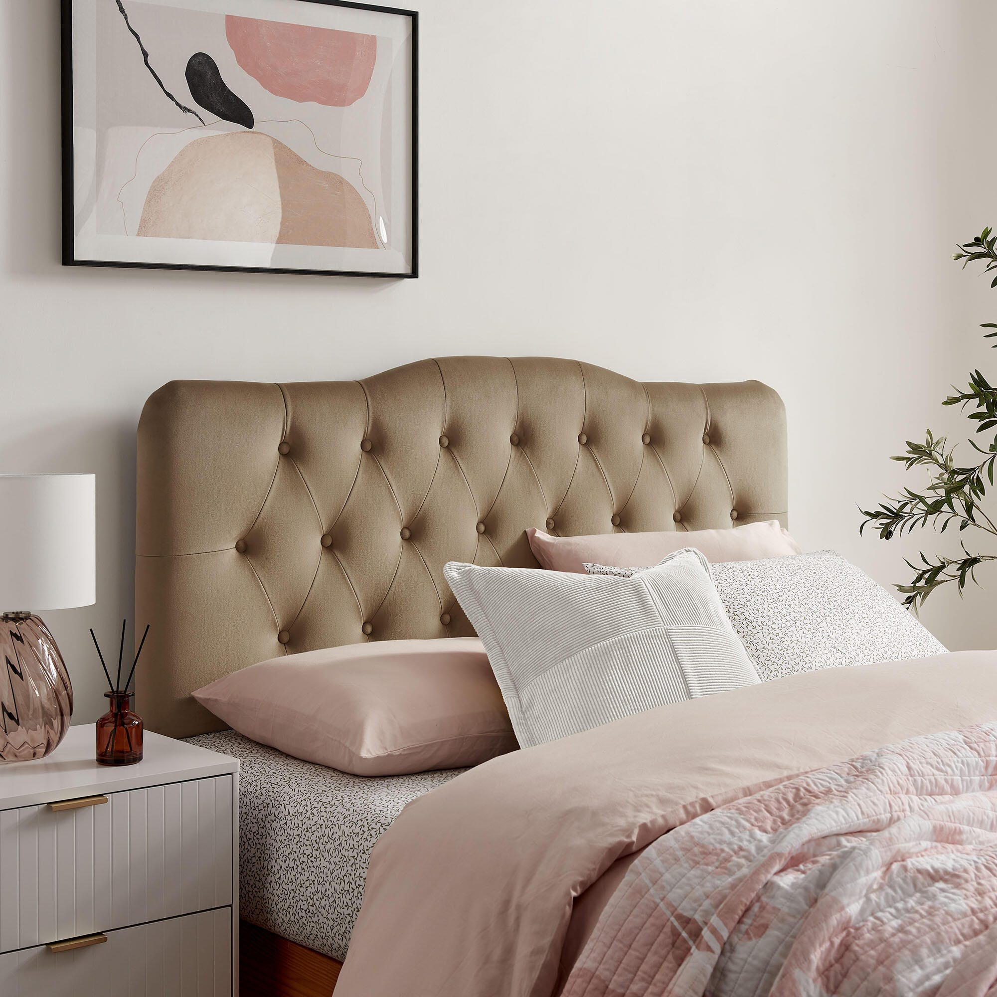 Modway Annabel Diamond Tufted Full Headboard, Taupe, large