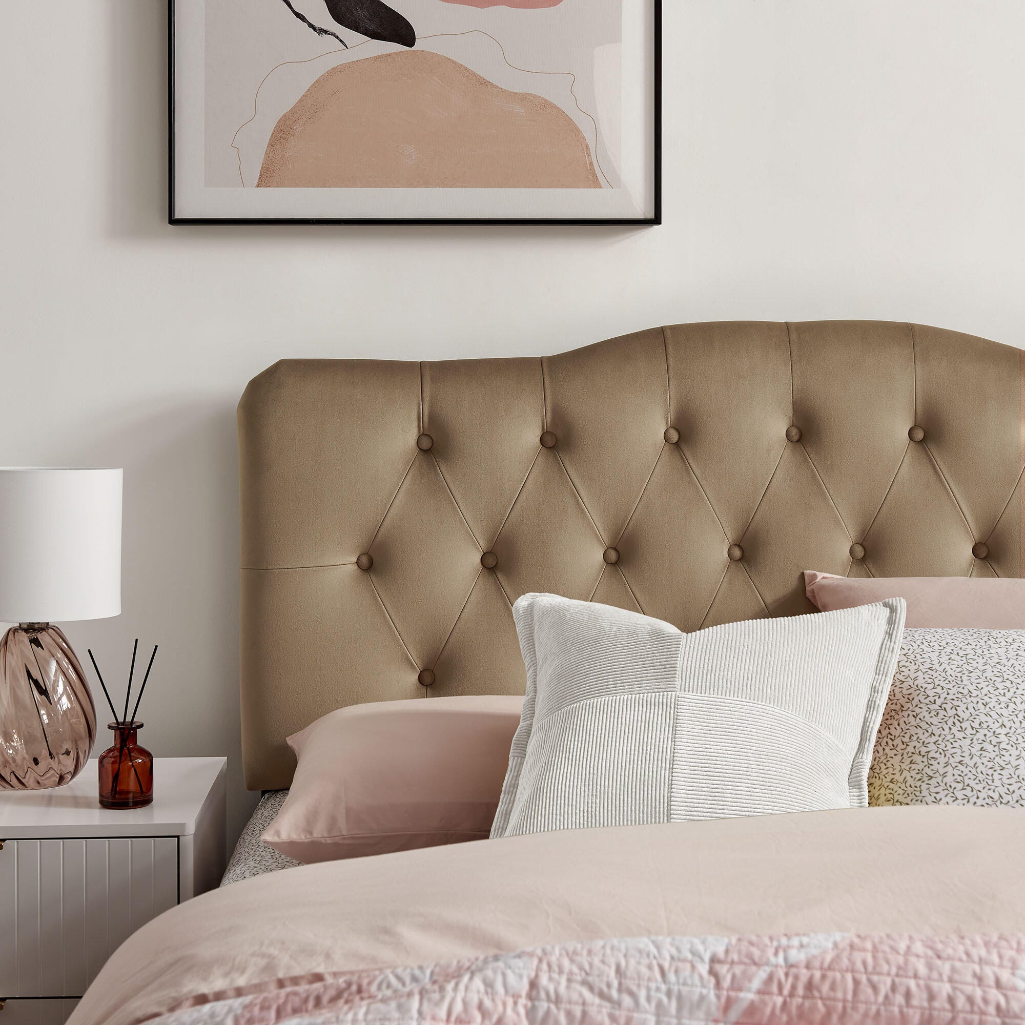 Modway Annabel Diamond Tufted Full Headboard, Taupe, large
