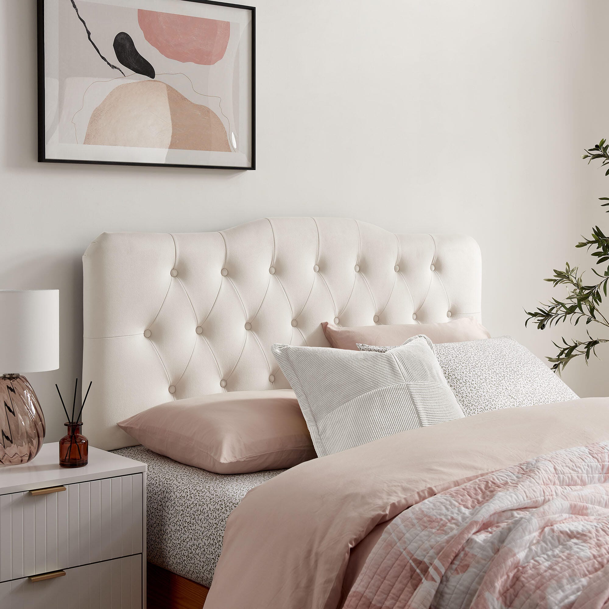 Modway Annabel Diamond Tufted Full Headboard, Alabaster, large