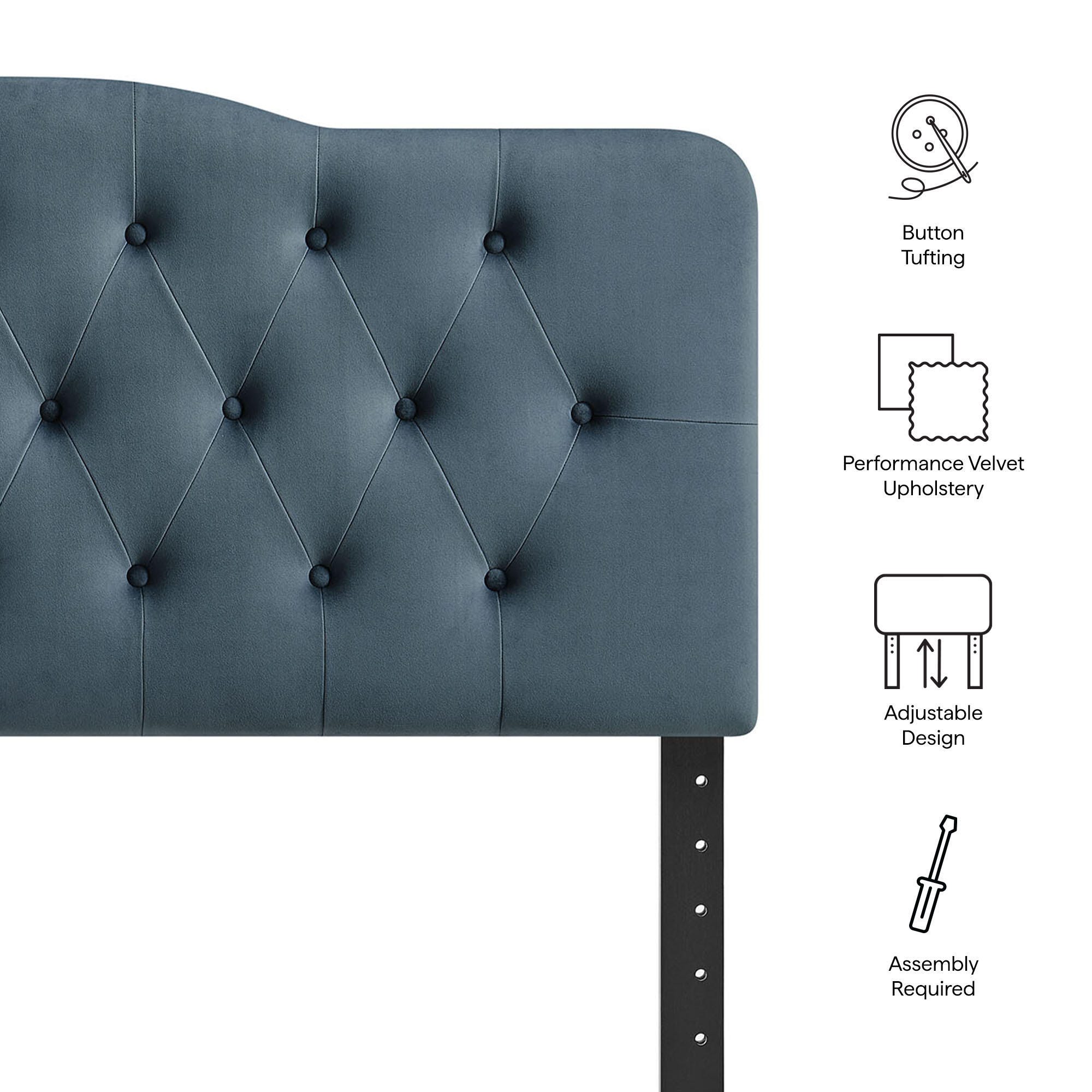 Modway Annabel Diamond Tufted King Headboard, Cadet Blue, large