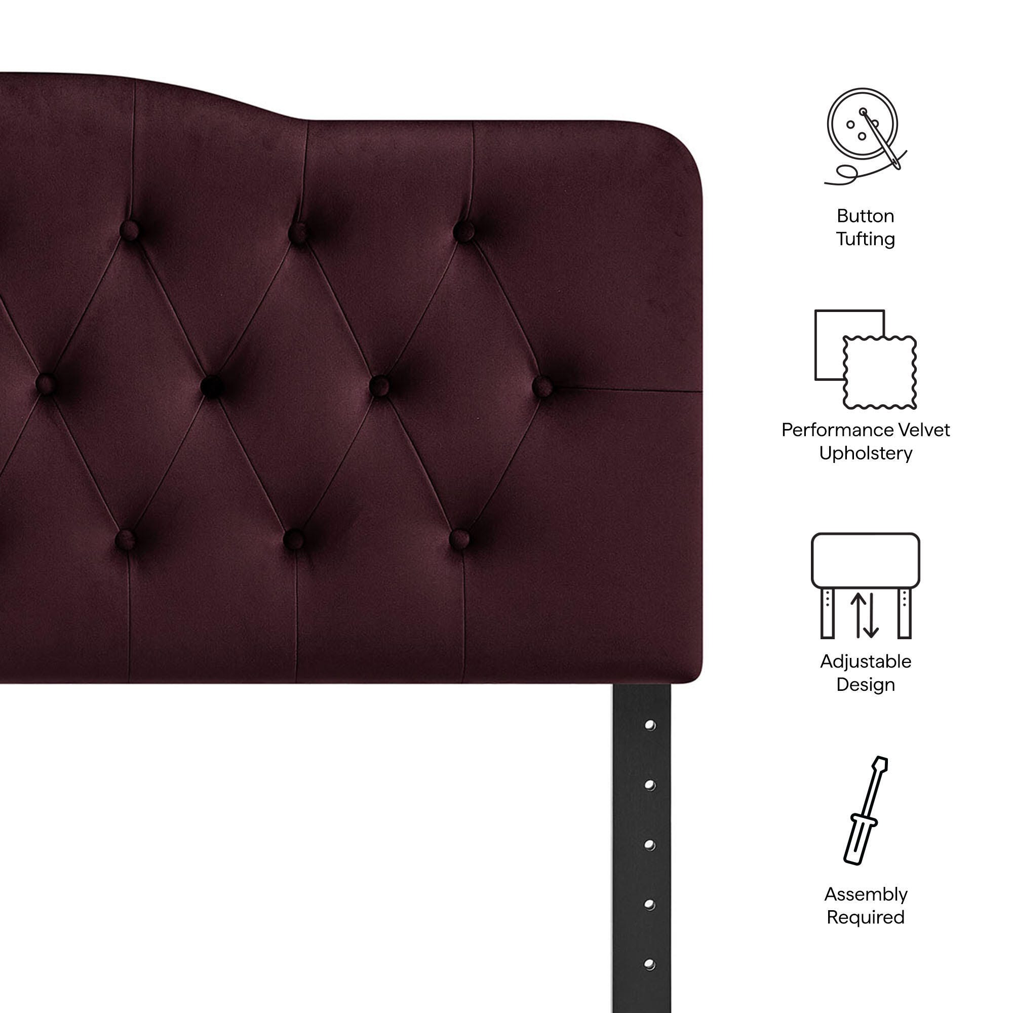 Modway Annabel Diamond Tufted King Headboard, Mulberry, large