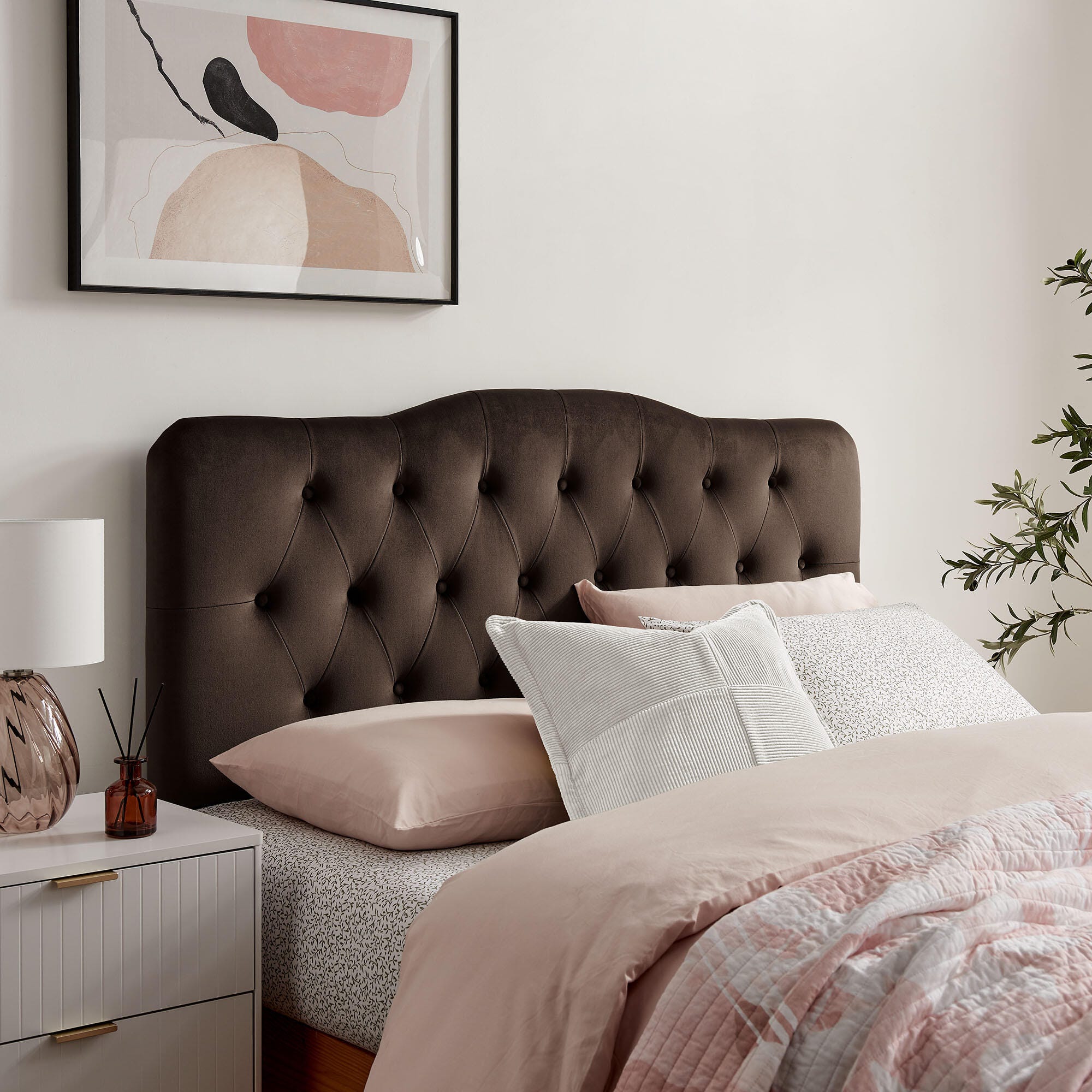 Modway Annabel Diamond Tufted King Headboard, Chocolate Brown, rollover