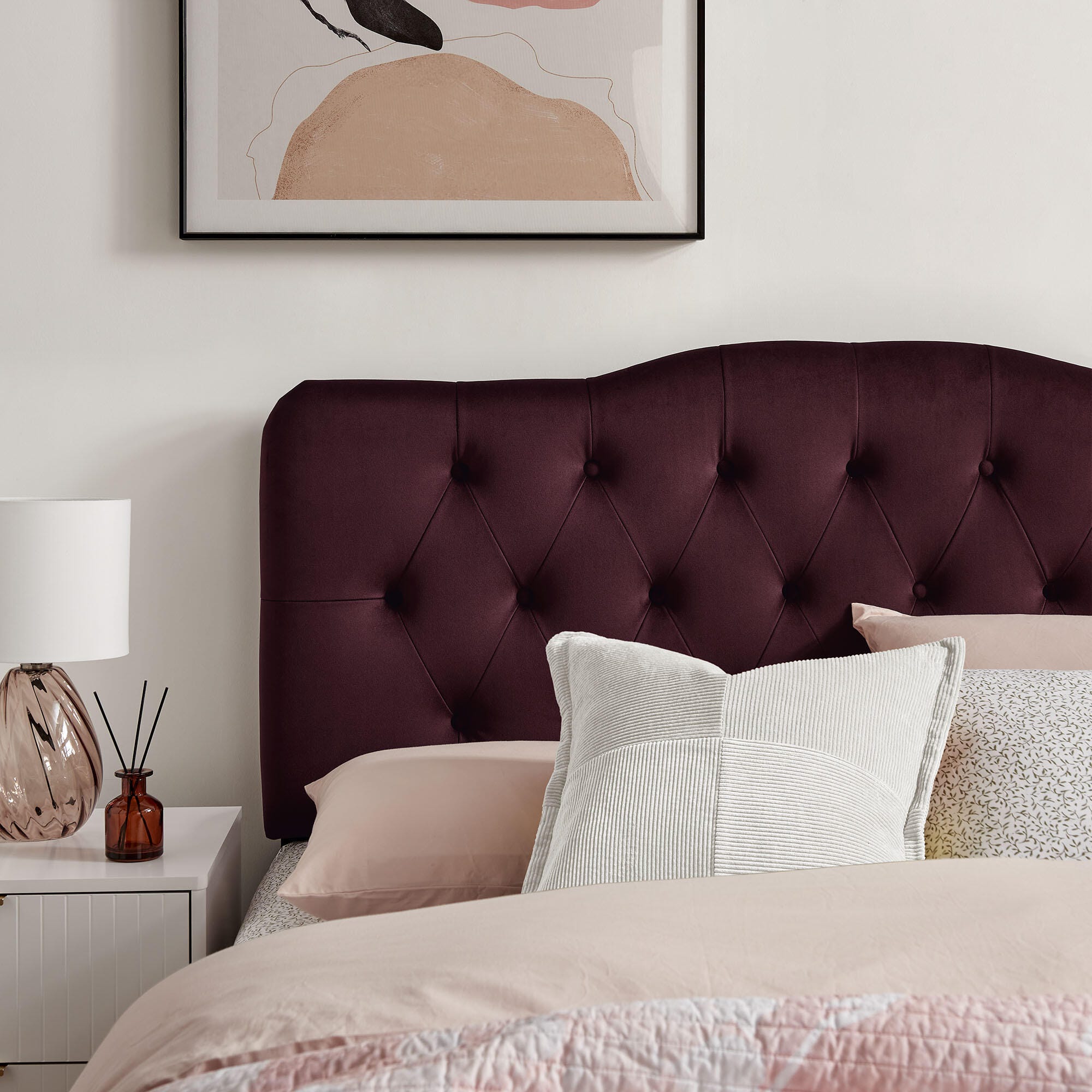 Modway Annabel Diamond Tufted Queen Headboard, Mulberry, large