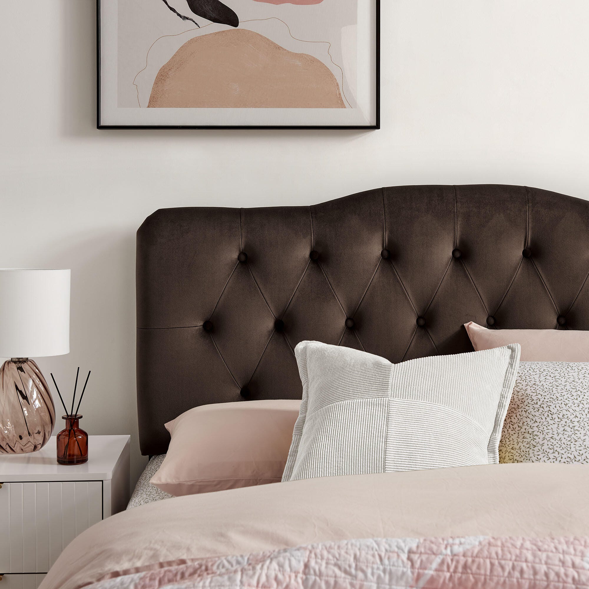 Modway Annabel Diamond Tufted Queen Headboard, Chocolate Brown, large