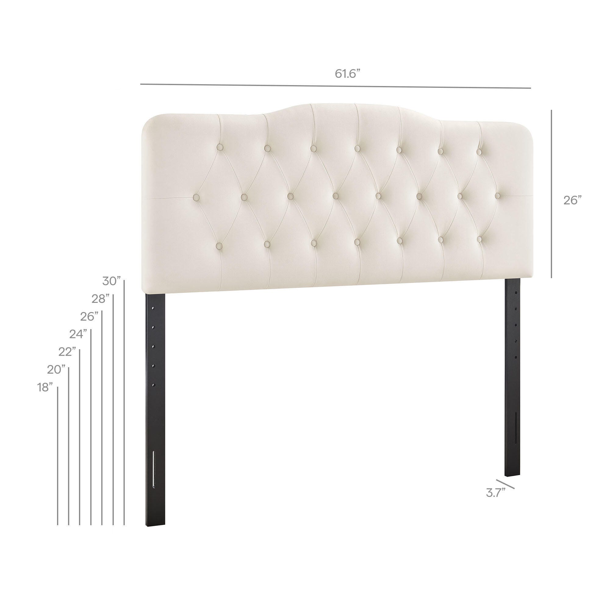 Modway Annabel Diamond Tufted Queen Headboard, Alabaster, large