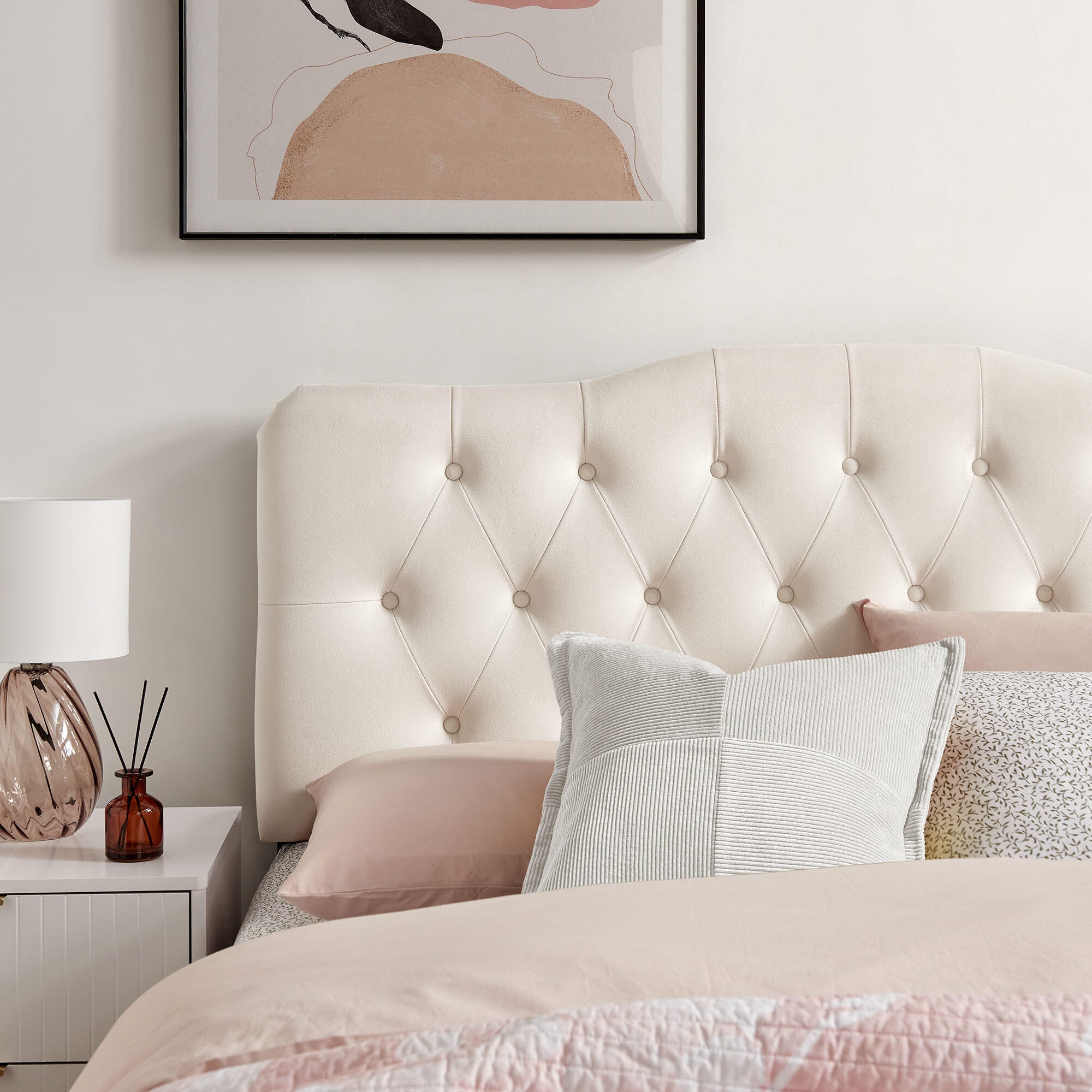 Modway Annabel Diamond Tufted Queen Headboard, Alabaster, large