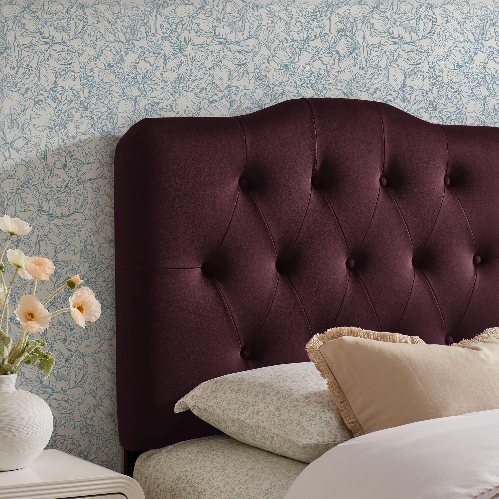 Modway Annabel Diamond Tufted Twin Headboard, Mulberry, large