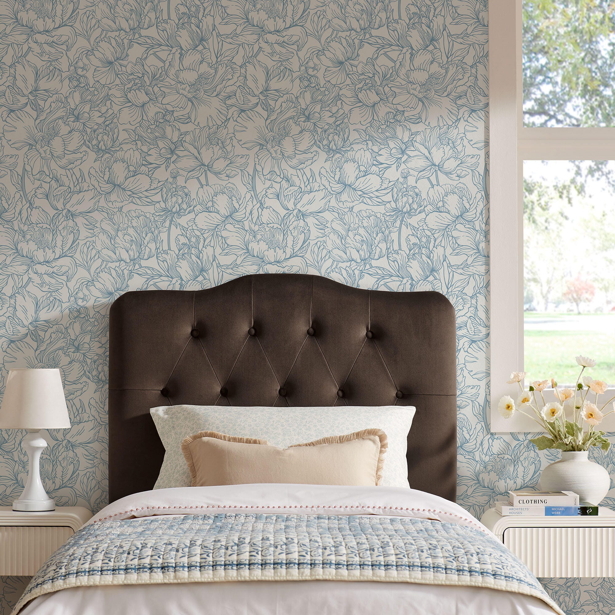 Modway Annabel Diamond Tufted Twin Headboard, Chocolate Brown, large