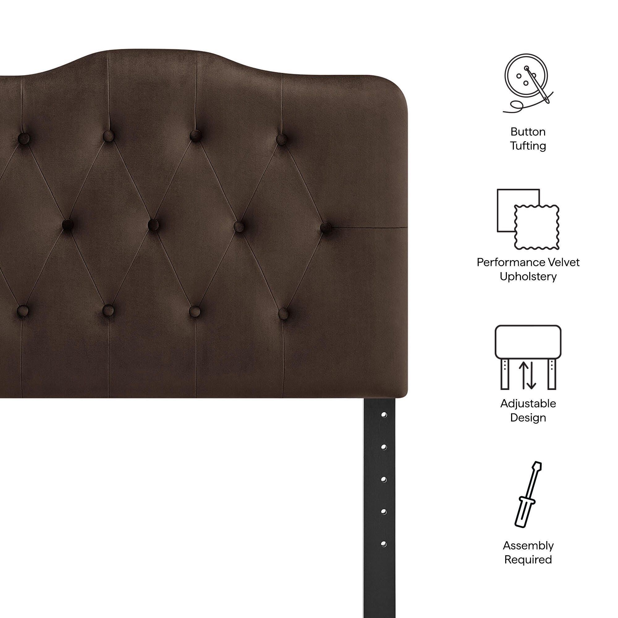 Modway Annabel Diamond Tufted Twin Headboard, Chocolate Brown, large