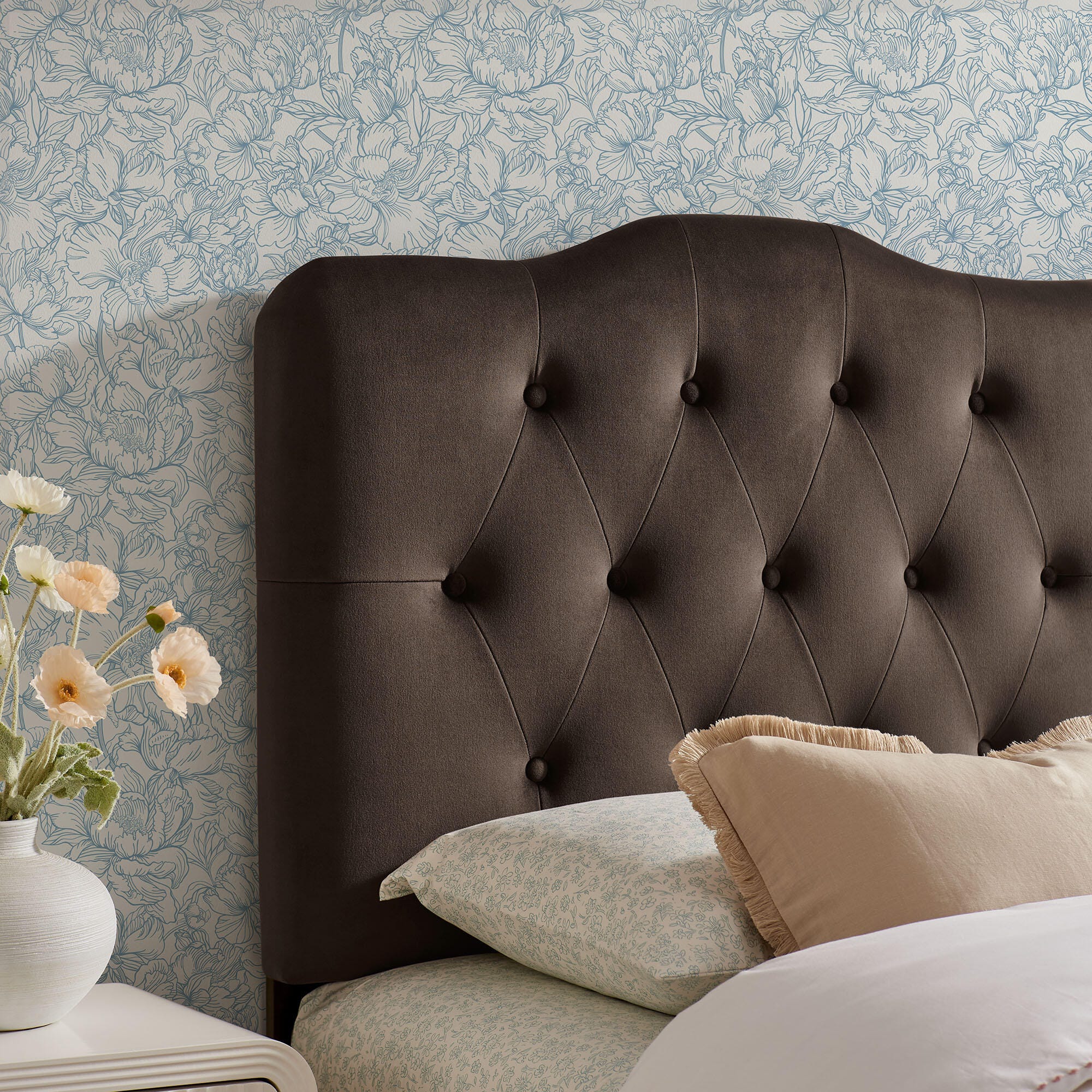 Modway Annabel Diamond Tufted Twin Headboard, Chocolate Brown, large