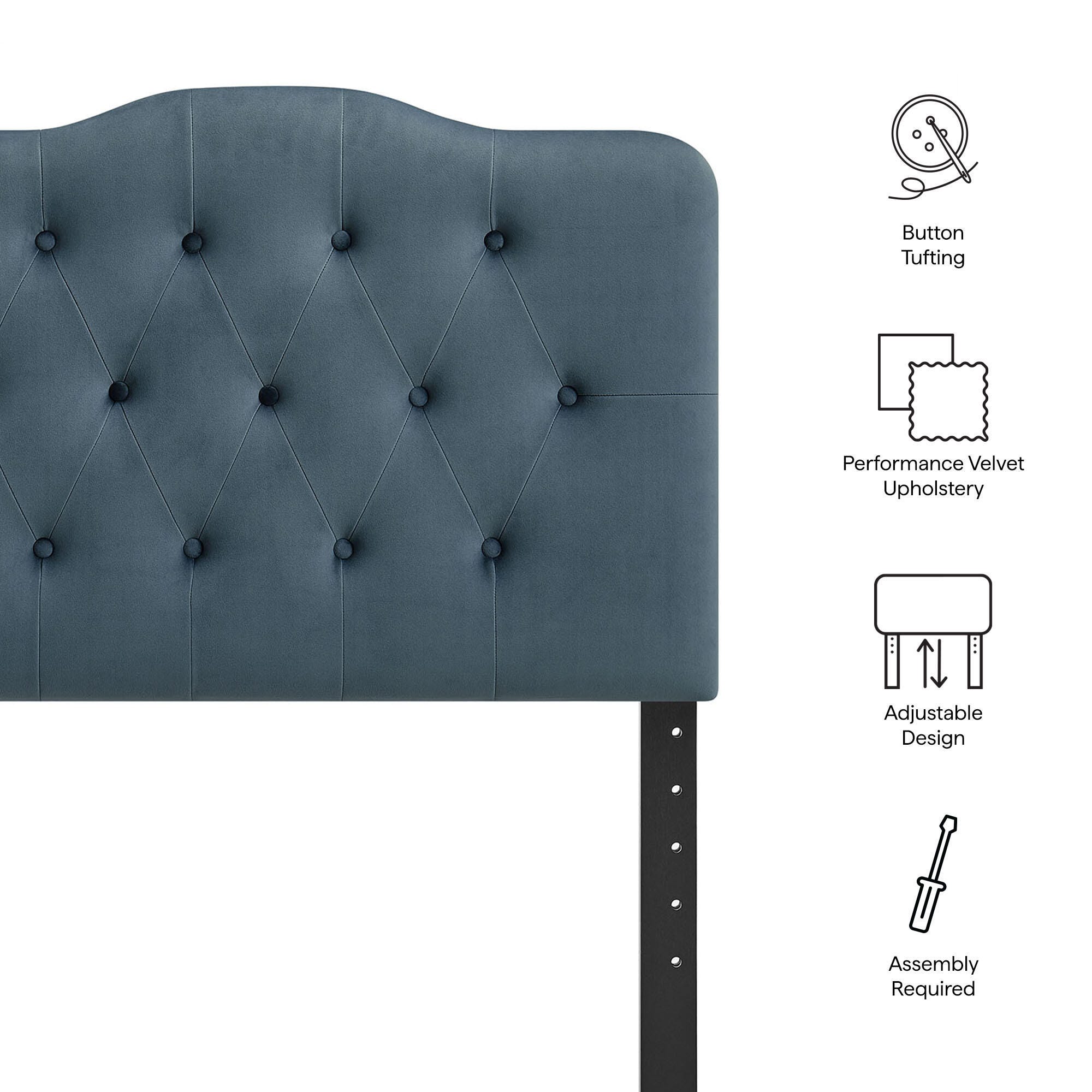 Modway Annabel Diamond Tufted Twin Headboard, Cadet Blue, large