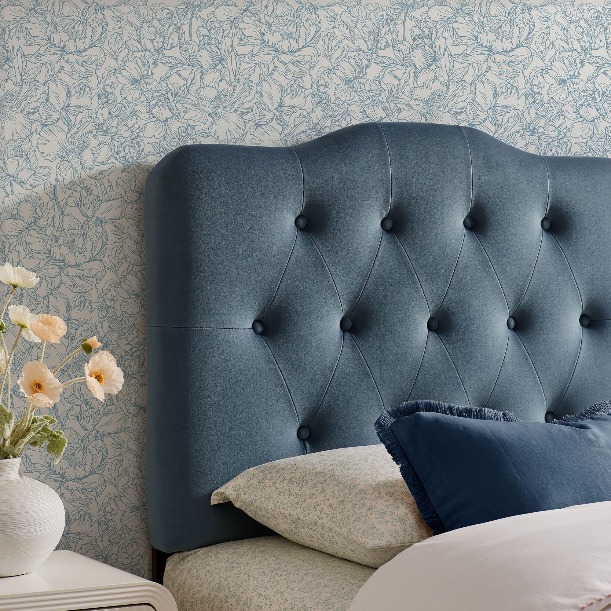 Modway Annabel Diamond Tufted Twin Headboard, Cadet Blue, large